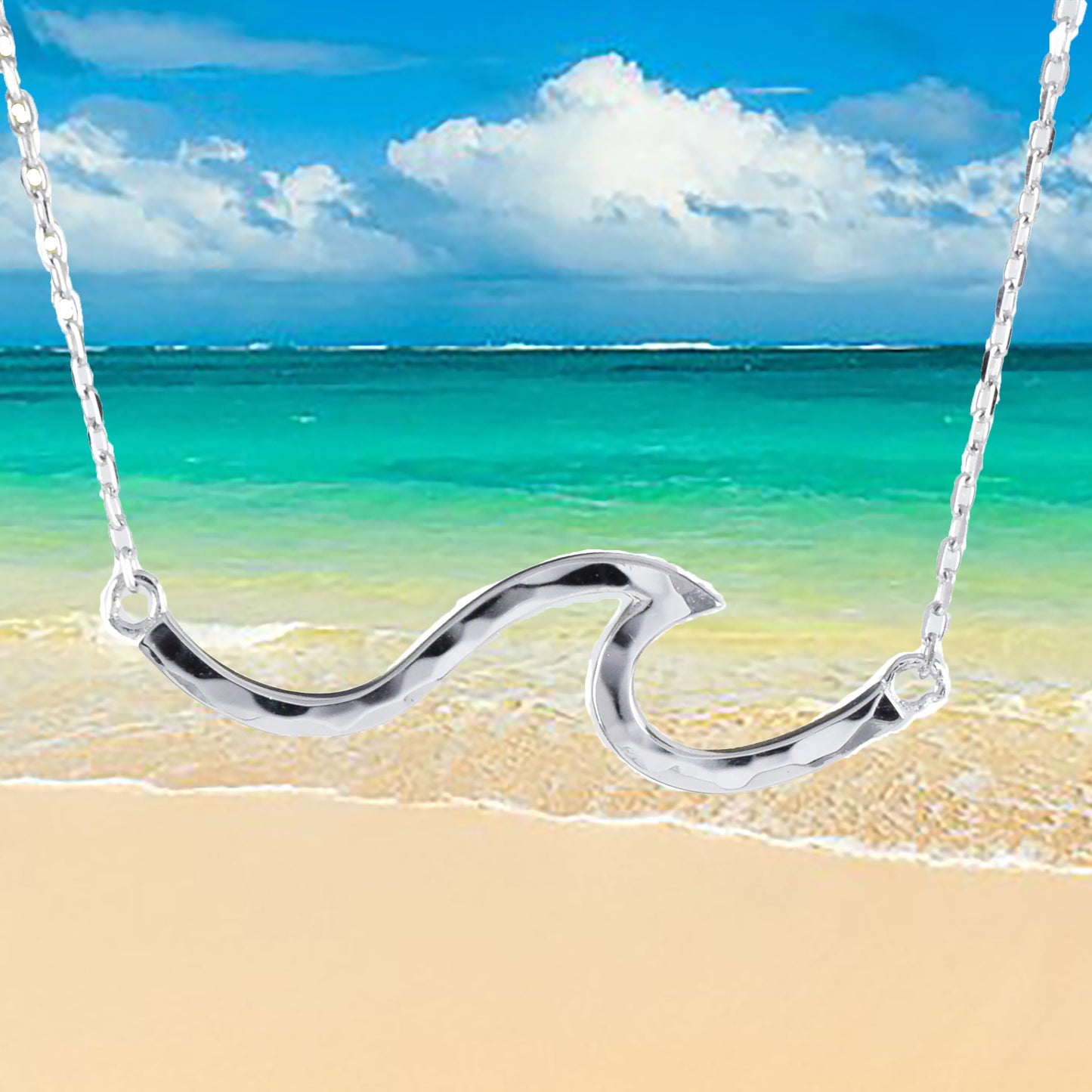 Silver Wave Necklace - Hawaii Treasures Shop