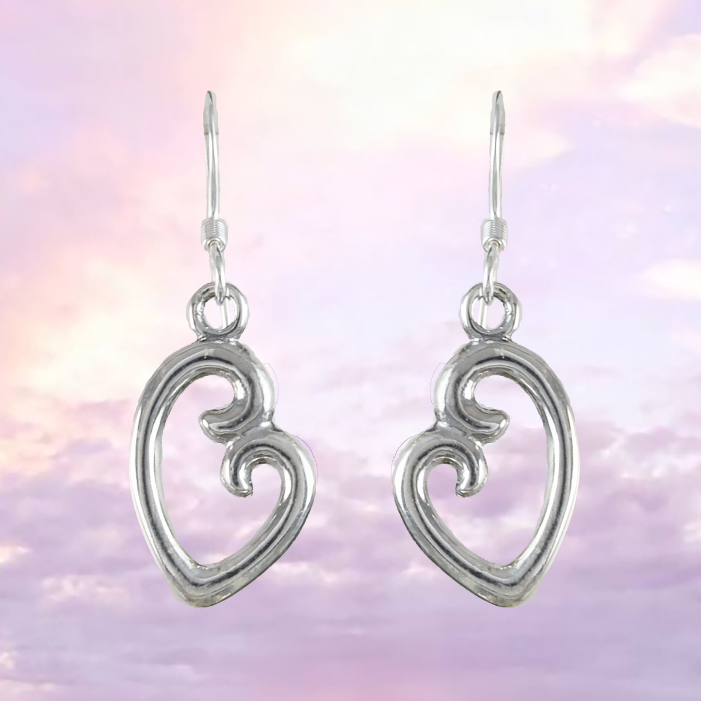 Texan Heart Earrings, Sterling Silver Texan Heart Dangle Earrings, E9463 Birthday Mother Gift, Texan Jewelry