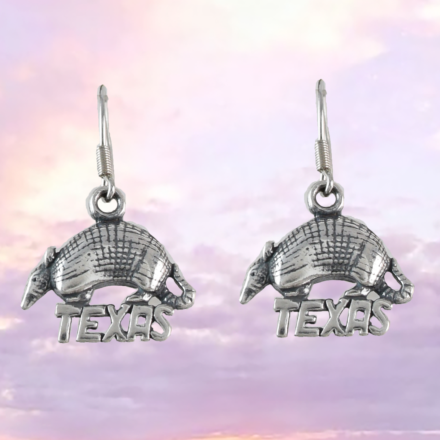 Texas Armadillo Earrings, Sterling Silver Texas Armadillo Dangle Earrings, E9466 Birthday Mother Gift, Texan Jewelry