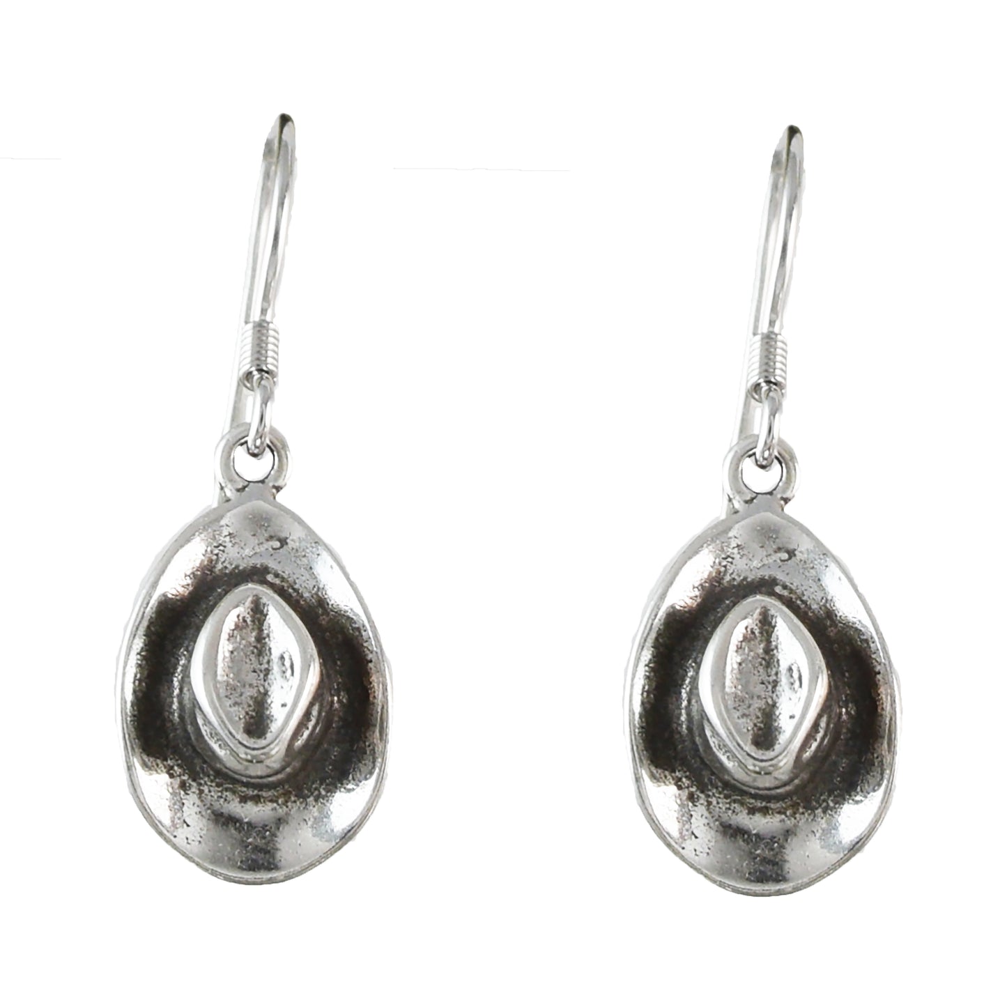 Texan 3D Cowboy Hat Earrings, Sterling Silver Cowboy Hat Dangle Earrings, E9467 Birthday Mother Gift, Texan Jewelry