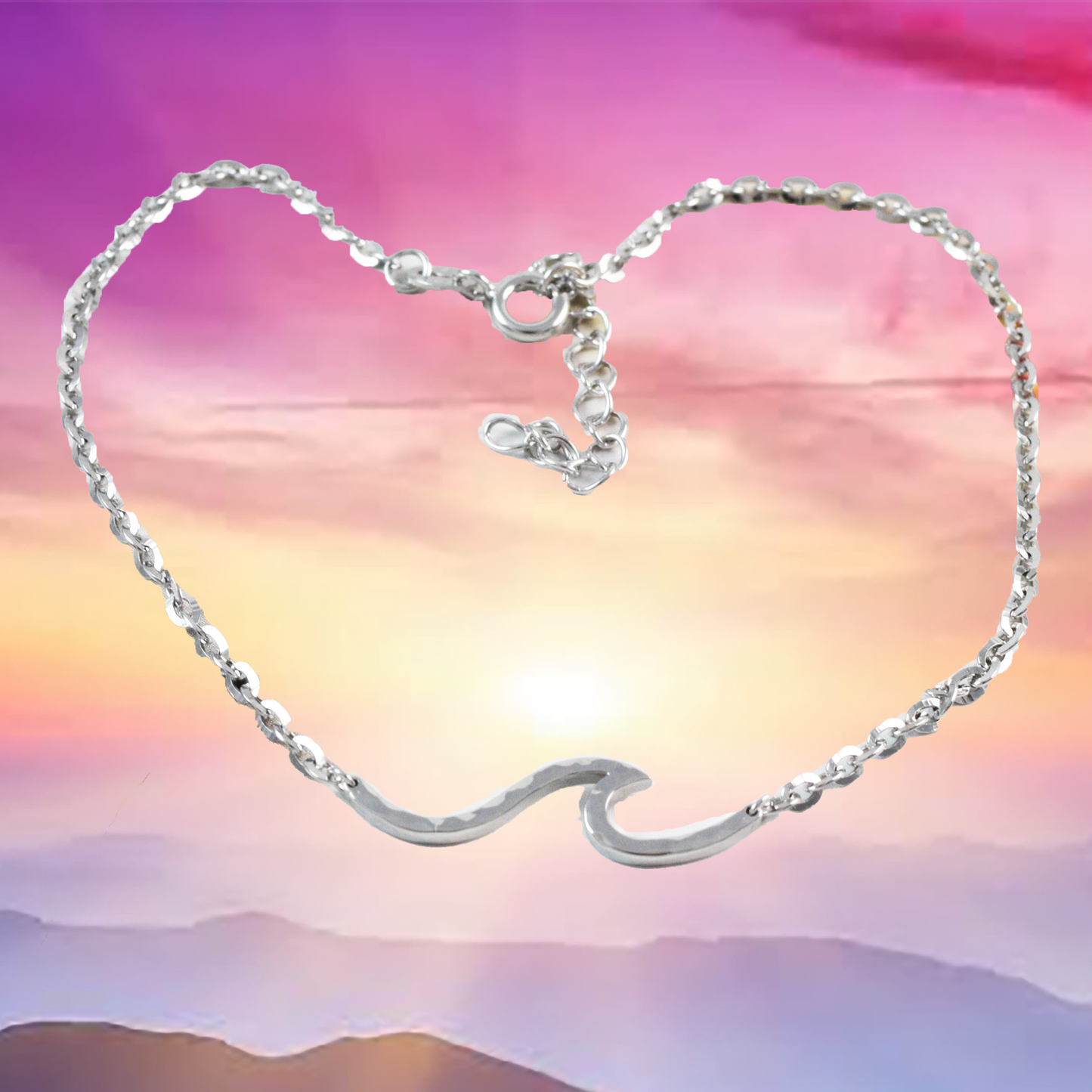 Hawaiian Ocean Wave Bracelet, Sterling Silver Ocean Wave Bracelet, B9468 Birthday Mother Gift