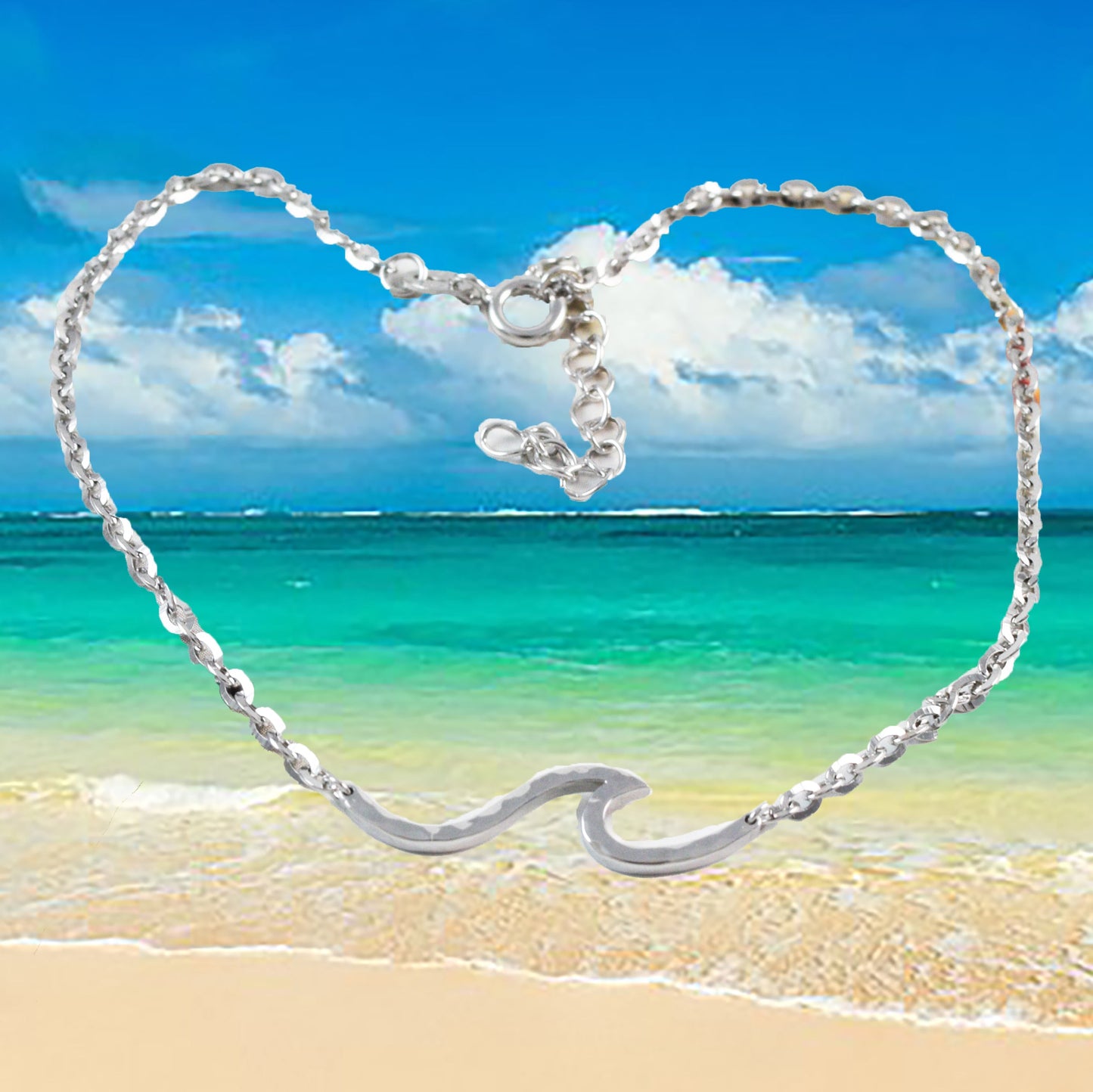 Hawaiian Ocean Wave Bracelet, Sterling Silver Ocean Wave Bracelet, B9468 Birthday Mother Gift