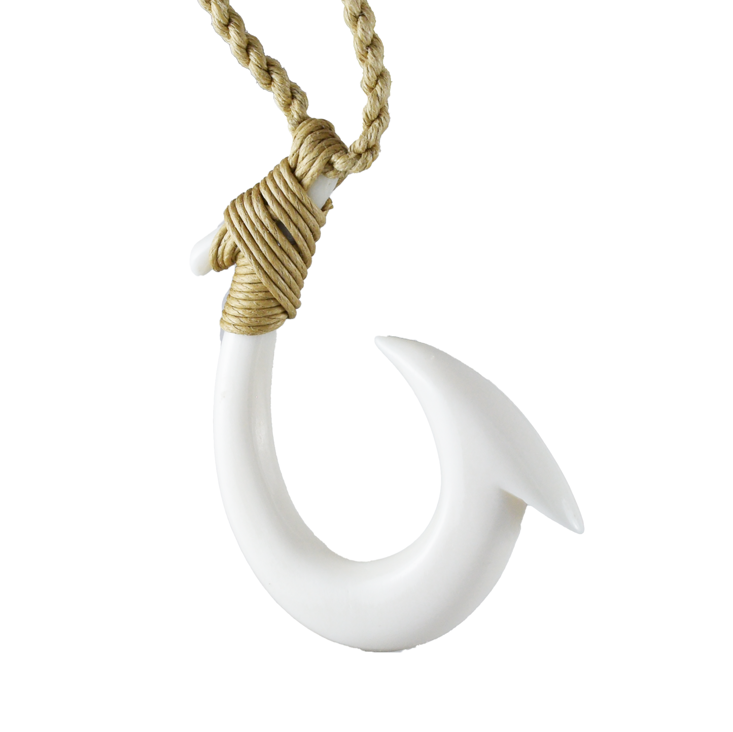 Hand Carved Buffalo Bone 3D Fish Hook Necklace, N9105 - Paradise Treasures Jewelry