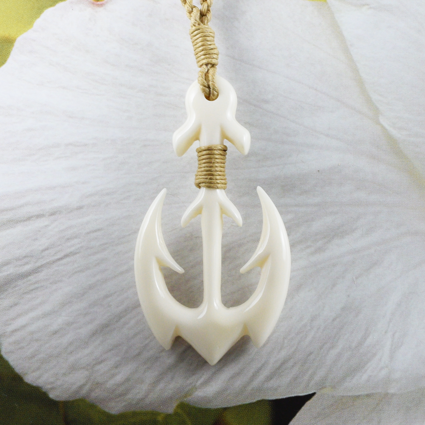 Hand Carved Buffalo Bone Anchor Necklace, N9422 -Paradise Treasures Jewelry