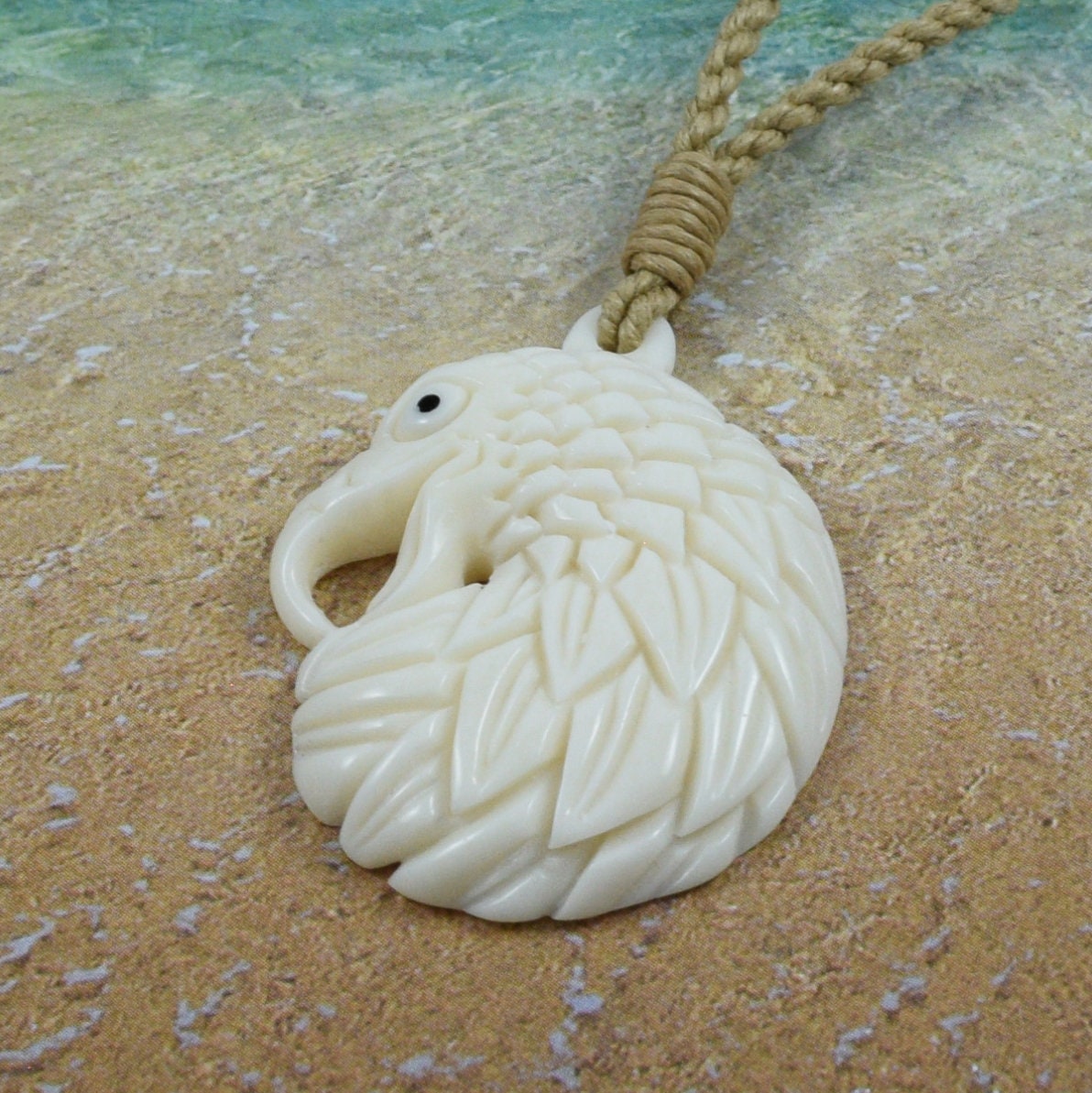 Hand Carved Buffalo Bone Eagle Necklace, N9129 -Paradise Treasures Jewelry