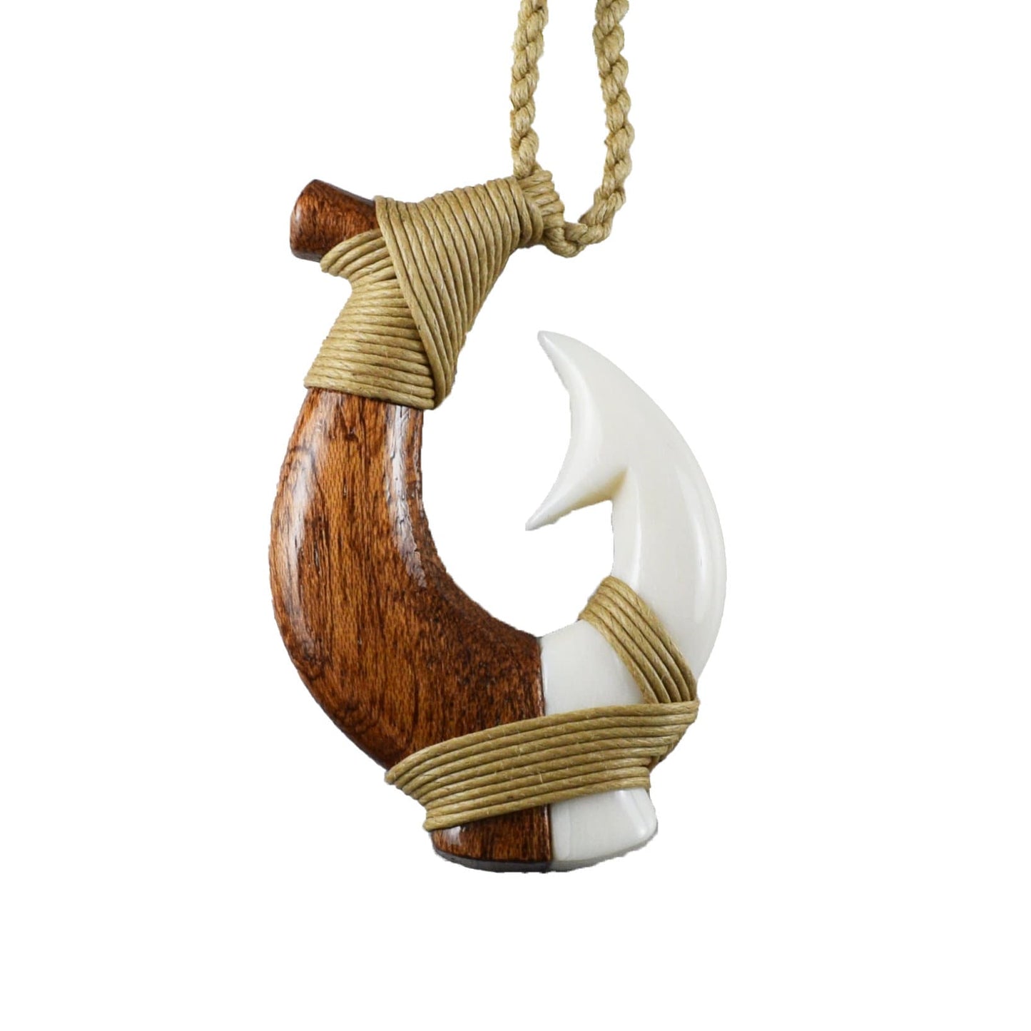 Hand Carved Buffalo Bone Fish Hook Necklace, N9405 -Paradise Treasures Jewelry