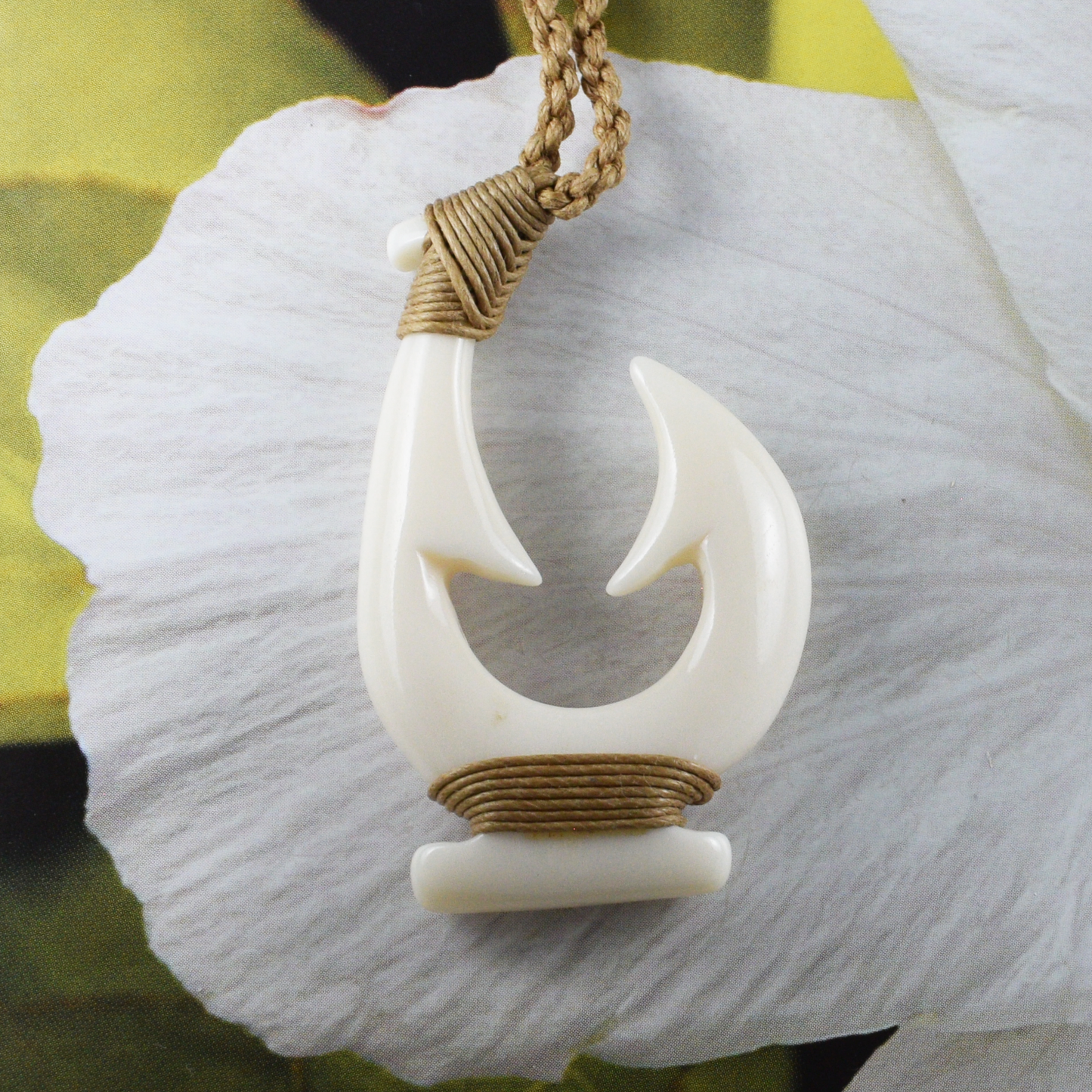 Hand Carved Buffalo Bone Fish Hook Necklace, N9430 -Paradise Treasures Jewelry