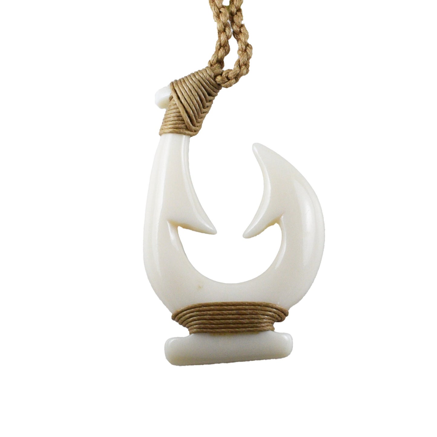 Hand Carved Buffalo Bone Fish Hook Necklace, N9430 -Paradise Treasures Jewelry
