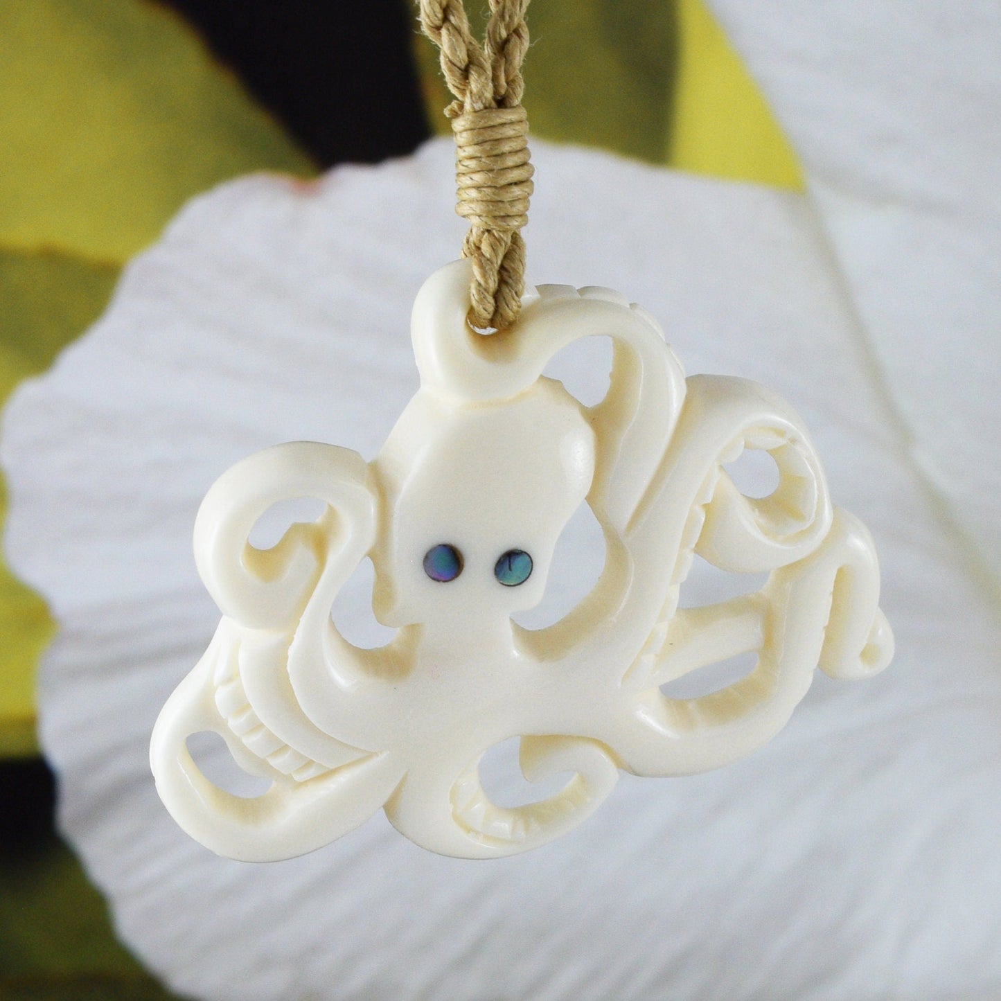 Hand Carved Buffalo Bone Octopus Necklace, N9114 - Paradise Treasures Jewelry
