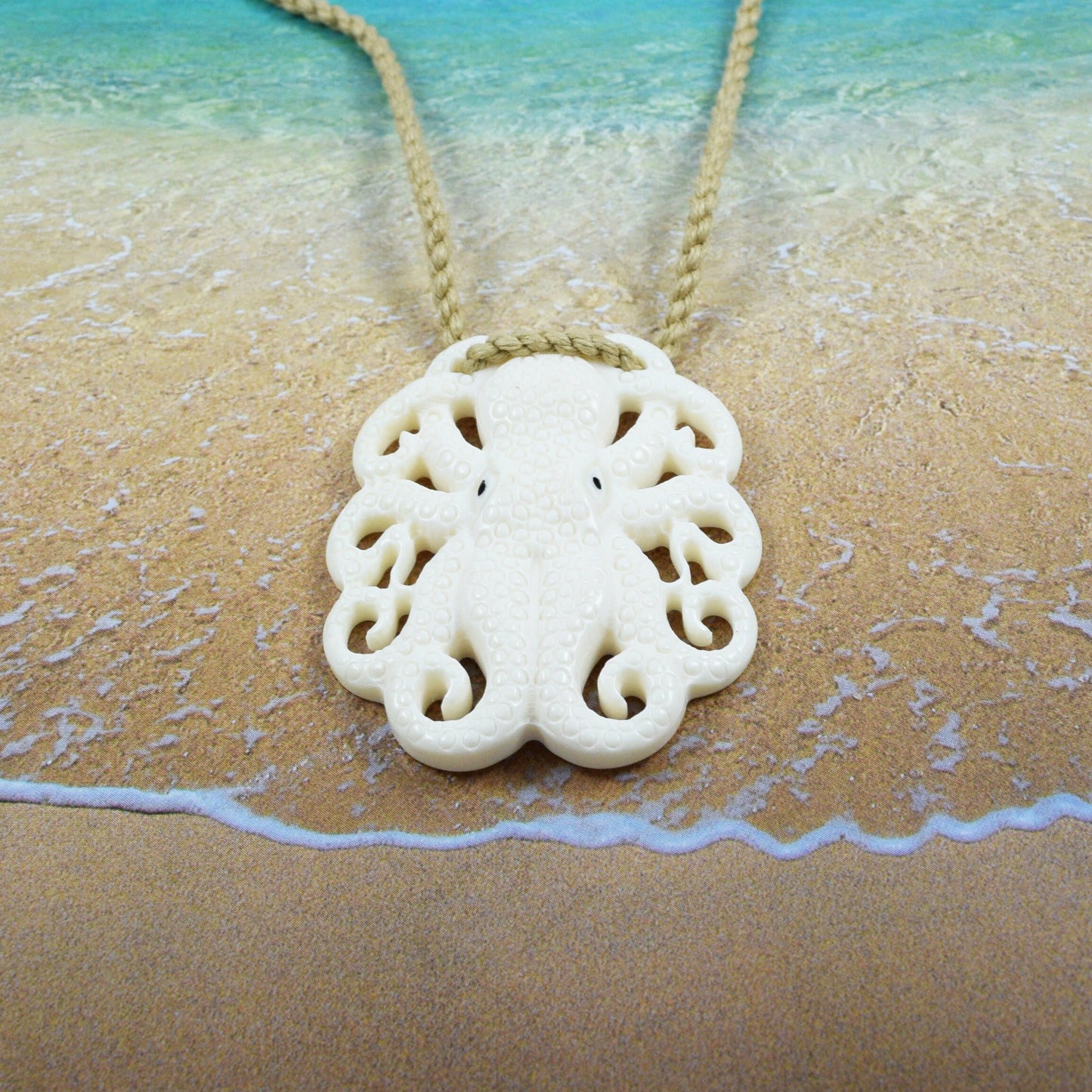 Hand Carved Buffalo Bone Octopus Necklace, N9115 - Paradise Treasures Jewelry