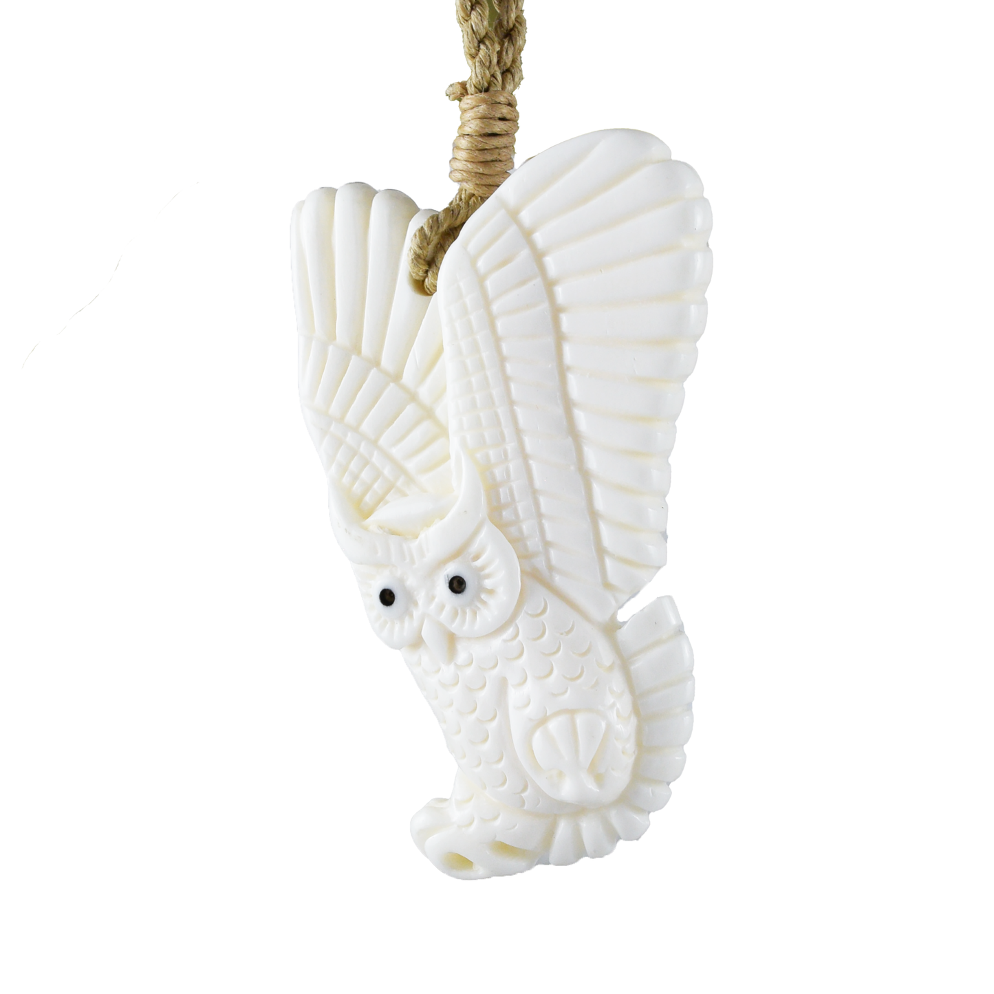 Hand Carved Buffalo Bone Owl Necklace, N9128 -Paradise Treasures Jewelry