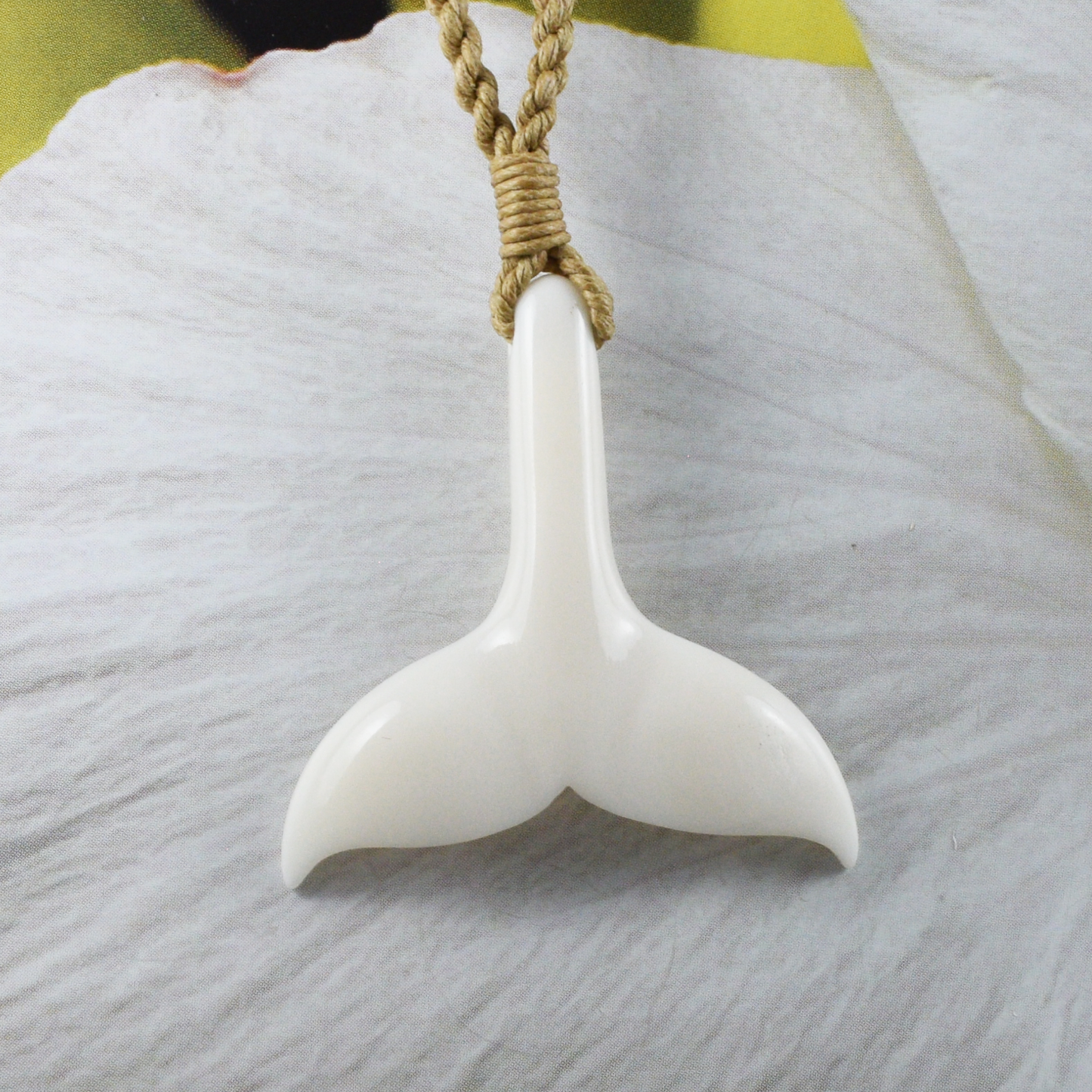 Hand Carved Buffalo Bone Whale Tail Necklace, N9421 -Paradise Treasures Jewelry