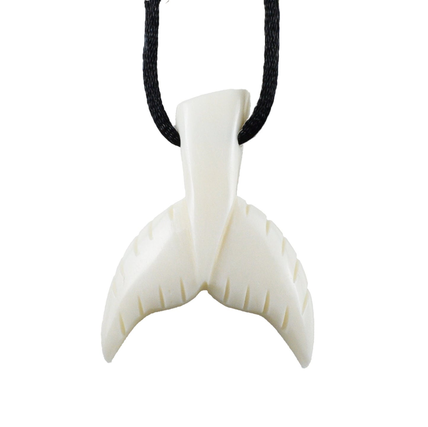 Hand Carved Buffalo Bone Whale Tail Necklace, N9433 -Paradise Treasures Jewelry