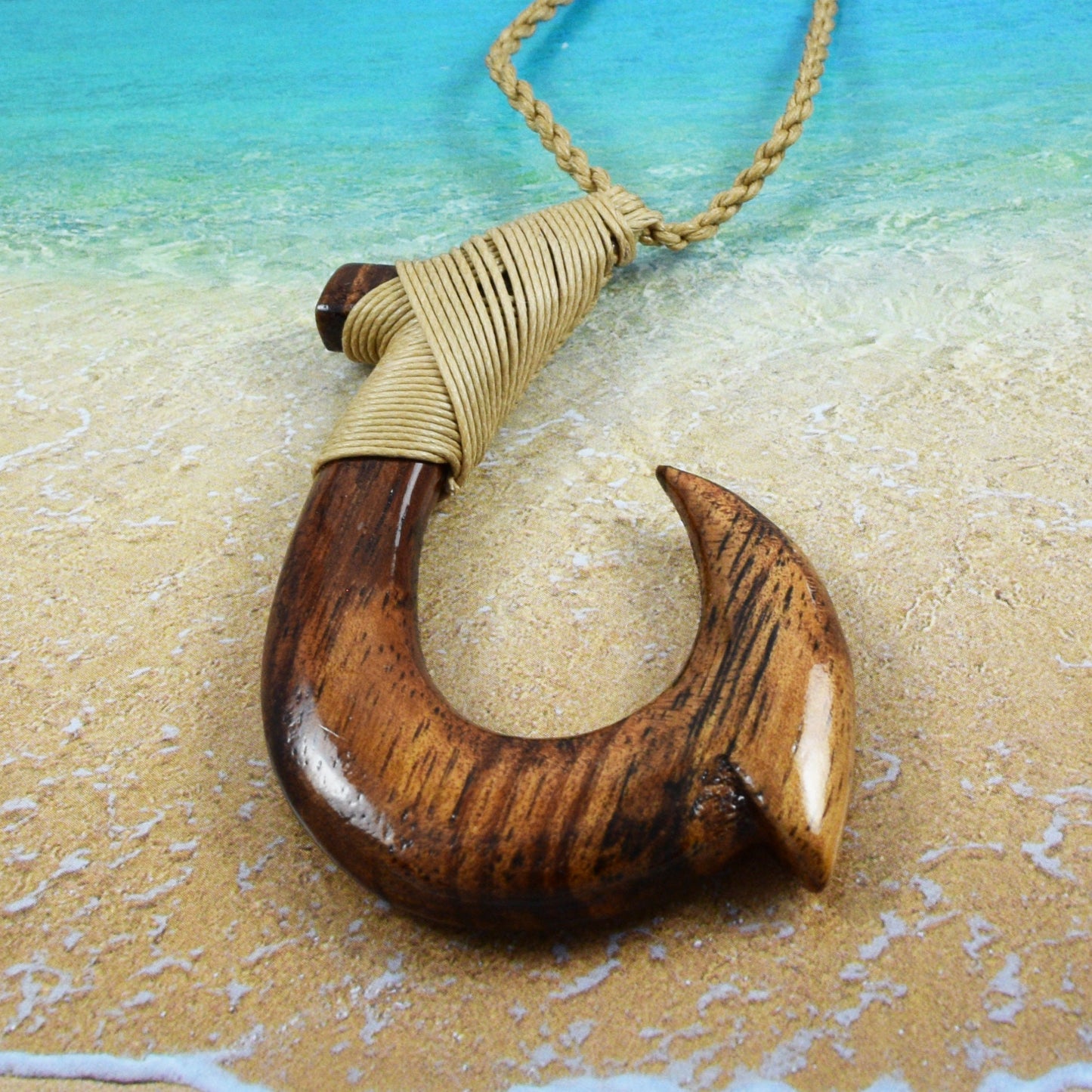 Hand Carved Koa Wood Fish Hook Necklace, N9134 -Paradise Treasures Jewelry