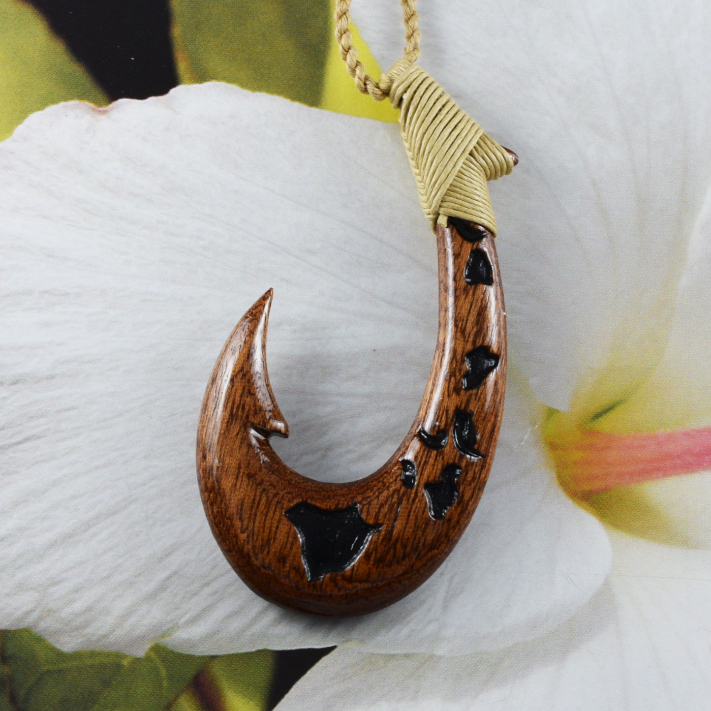 Hand Carved Koa Wood Fish Hook Necklace, N9402 -Paradise Treasures Jewelry