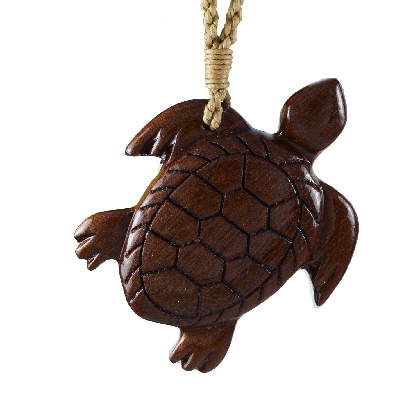 Hand Carved Koa Wood Sea Turtle Necklace, N9107 - Paradise Treasures Jewelry