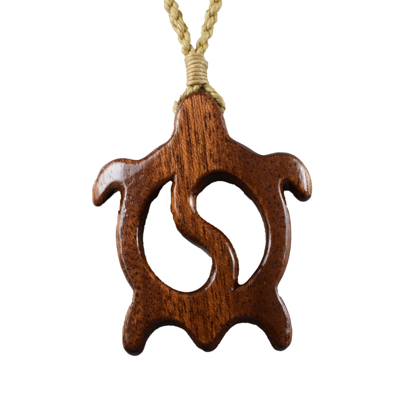 Hand Carved Koa Wood Sea Turtle Wave Necklace, N9426 -Paradise Treasures Jewelry