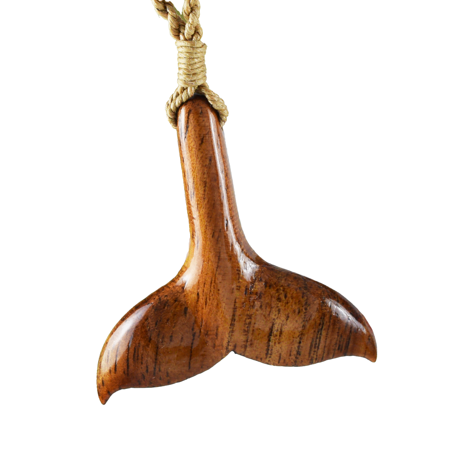 Hand Carved Koa Wood Whale Tail Necklace, N9119 - Paradise Treasures Jewelry