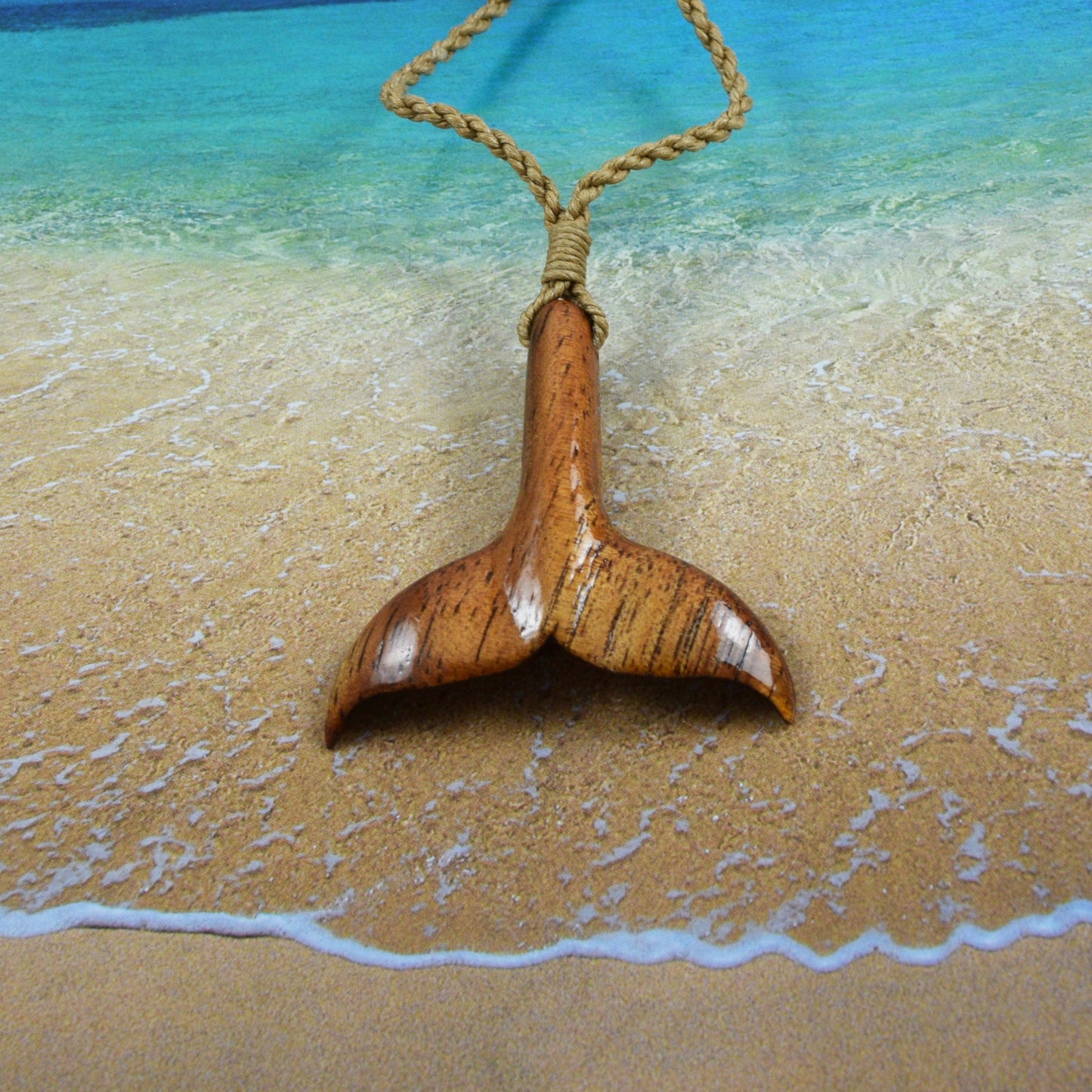 Hand Carved Koa Wood Whale Tail Necklace, N9119 - Paradise Treasures Jewelry