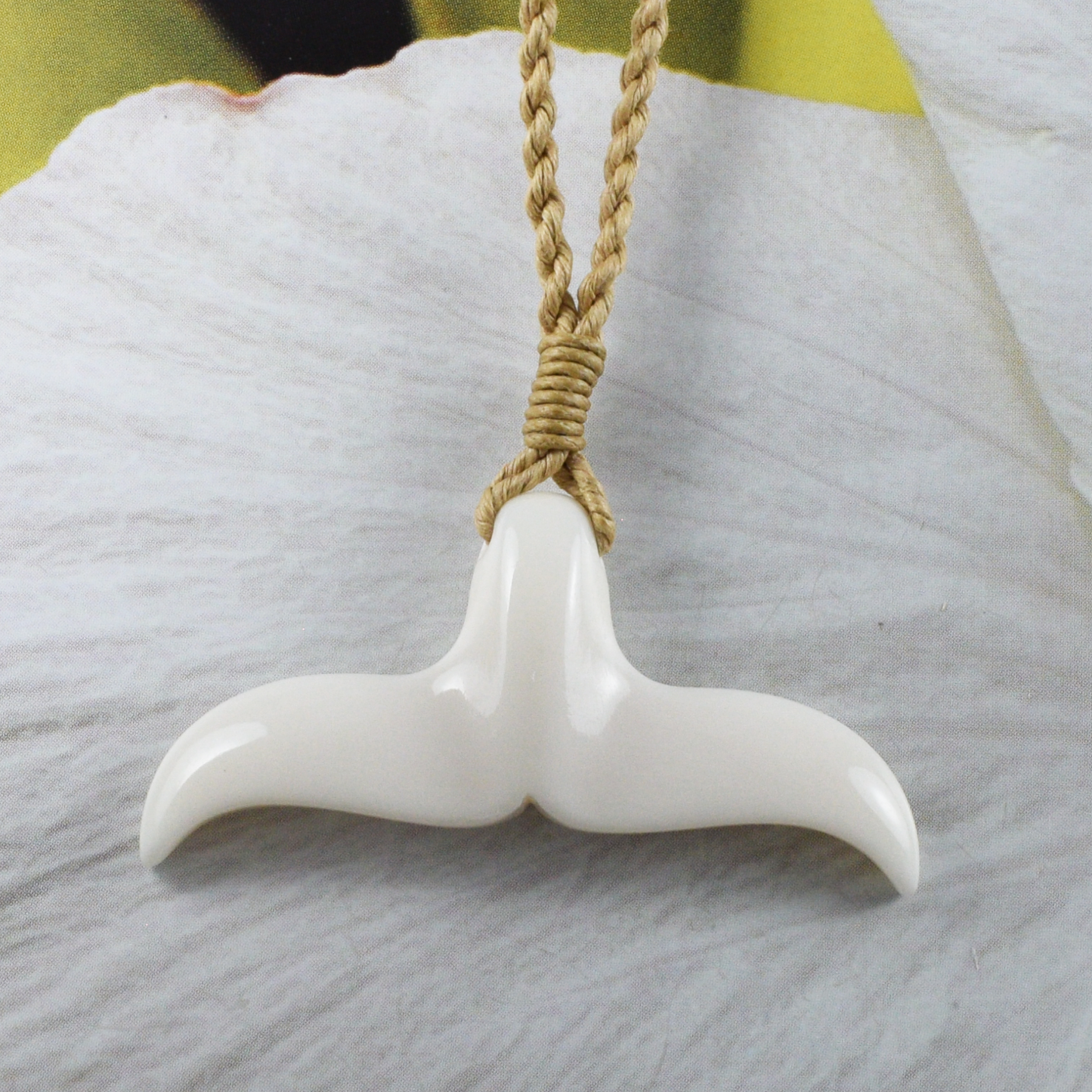 Hawaiian Hand Carved Buffalo Bone Whale Tail Necklace, N9427 -Paradise Treasures Jewelry