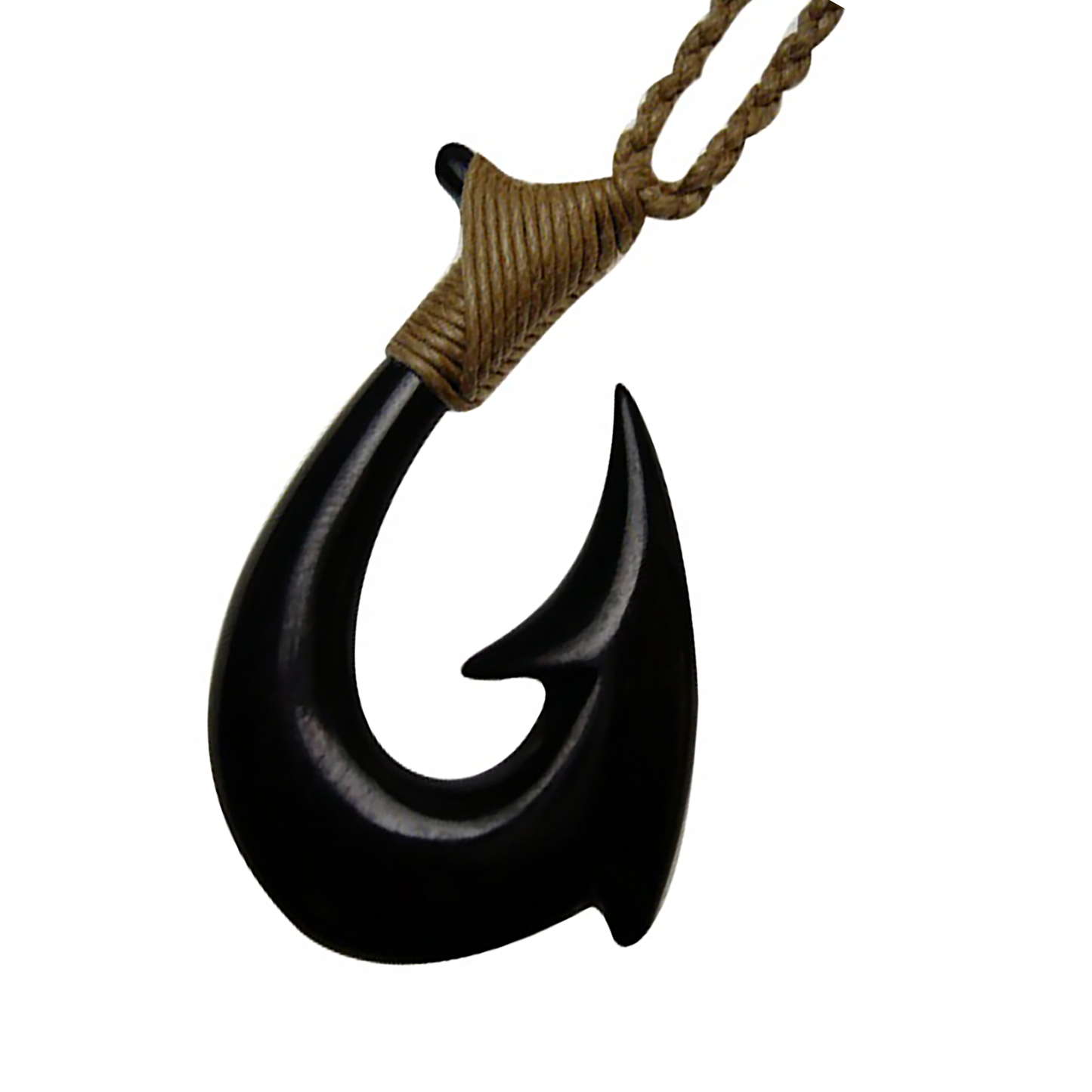 Hawaiian Large Fish Hook Necklace, Hand Carved Buffalo Bone Fish Hook Necklace, N9424A Paradise Treasures Jewelry
