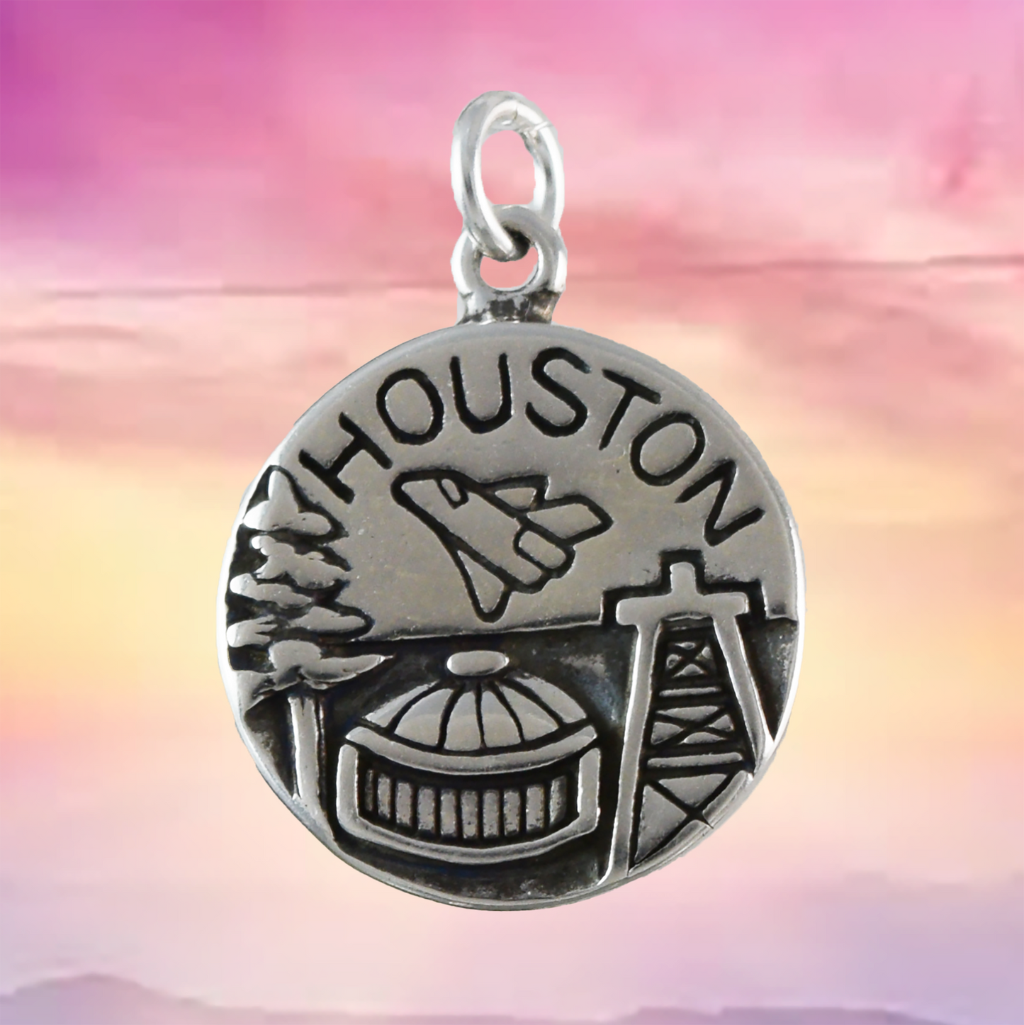 Texas Houston Pendant, Sterling Silver Houston Pendant, N9437 Birthday Mother Wife Mom Gift, Texan Jewelry