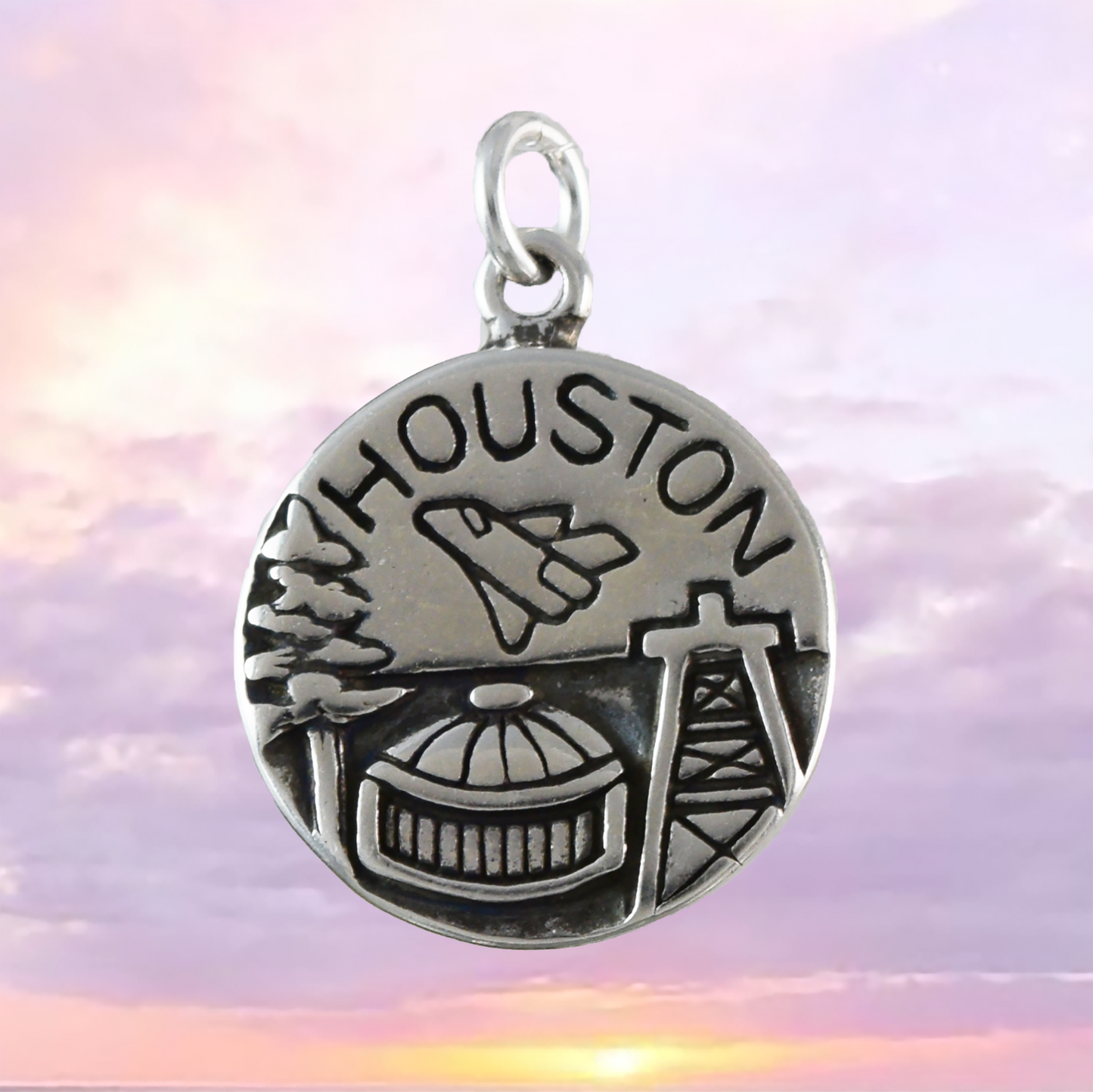 Texas Houston Pendant, Sterling Silver Houston Pendant, N9437 Birthday Mother Wife Mom Gift, Texan Jewelry