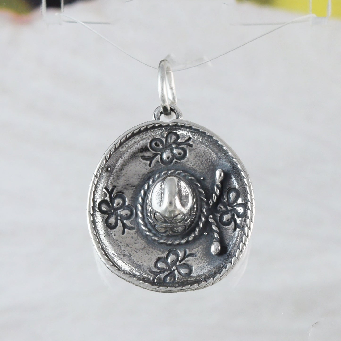 Texan 3D Cowboy Hat Pendant, Sterling Silver Cowboy Hat Charm Pendant, N9439 Birthday Mother Wife Mom Gift