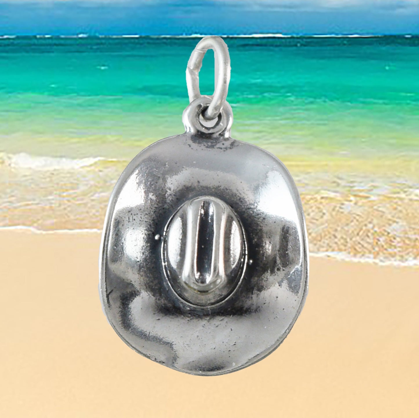 Texan 3D Cowboy Hat Pendant, Sterling Silver Cowboy Hat Charm Pendant, N9440 Birthday Mother Mom Gift