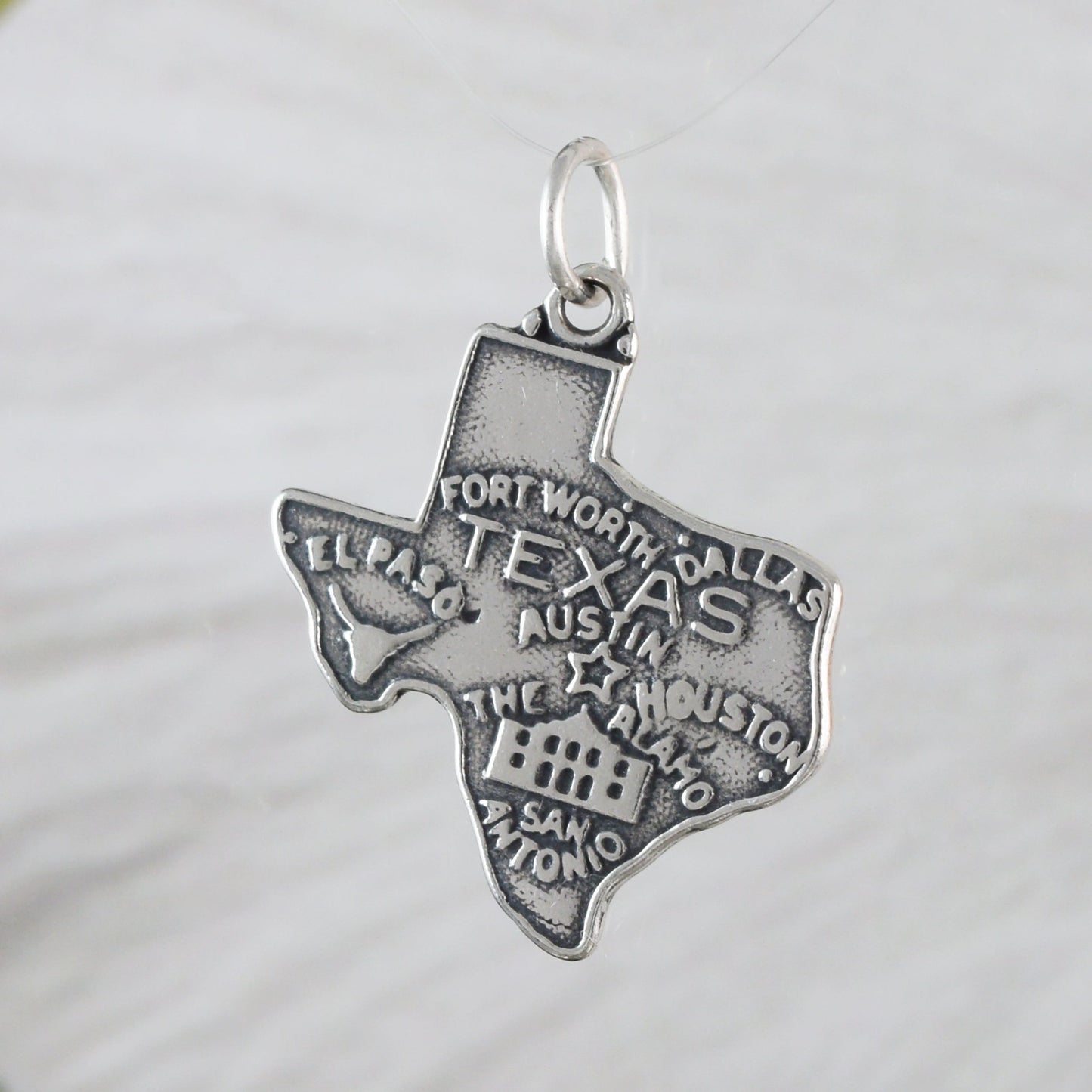 Texas State Map Pendant, Sterling Silver Texas State Charm Pendant, N9441 Birthday Mother Wife Mom Gift, Texan Jewelry