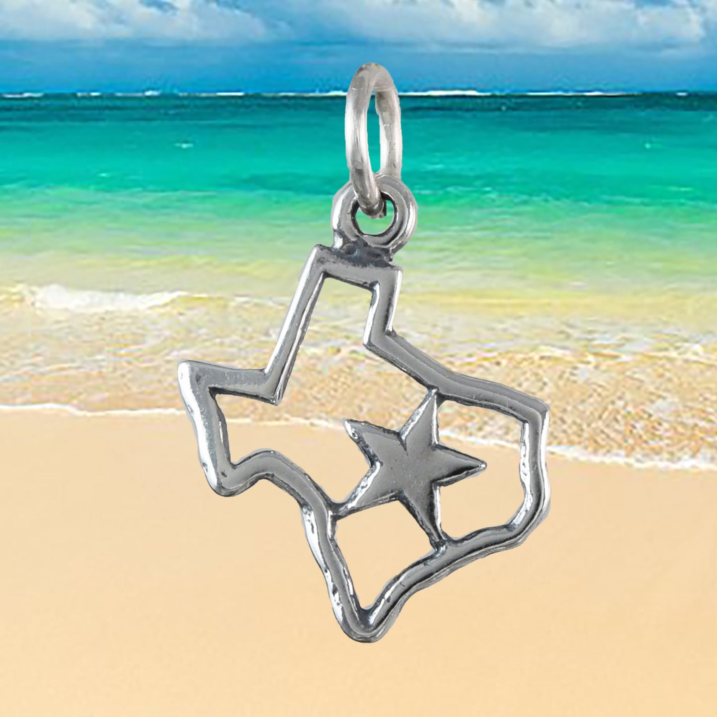 Texas Star State Map Pendant, Sterling Silver Texas Star Pendant, N9442 Birthday Mother Wife Mom Gift, Texan Jewelry