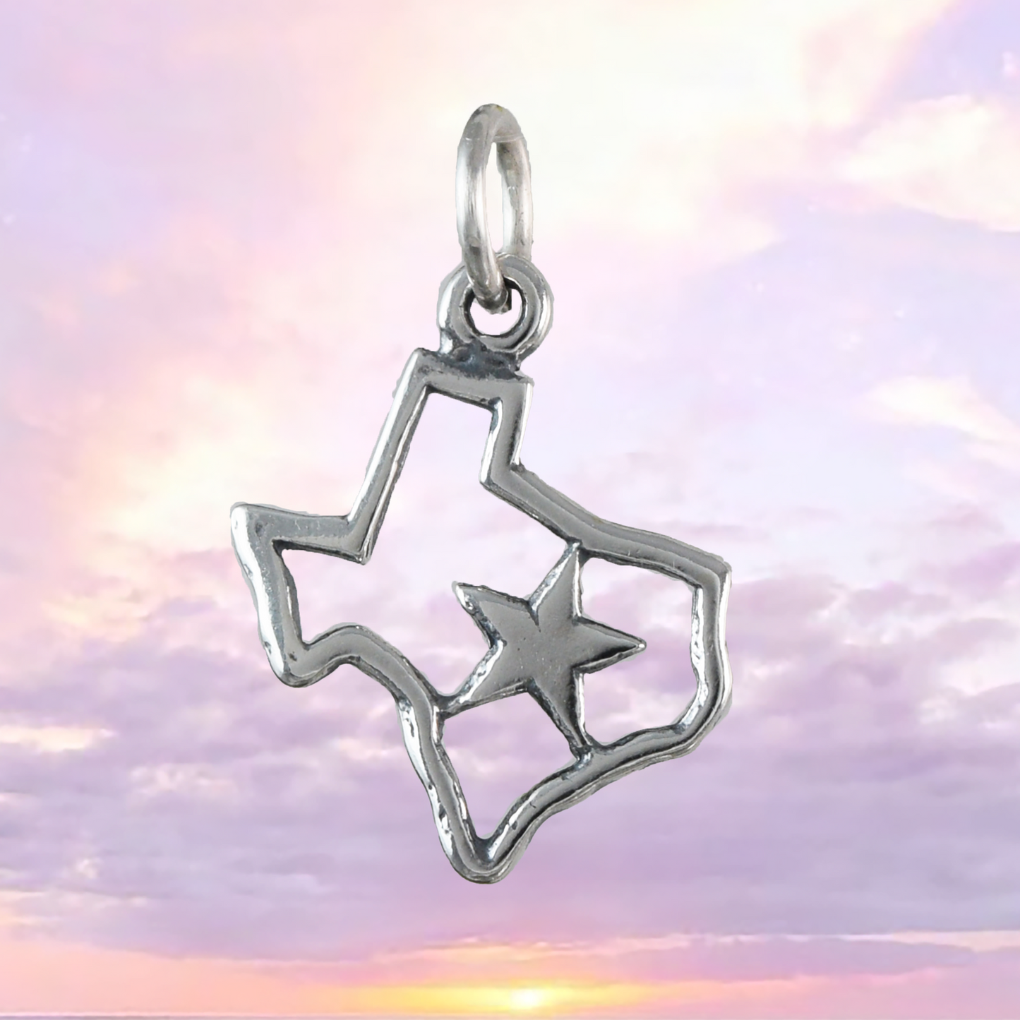 Texas Star State Map Pendant, Sterling Silver Texas Star Pendant, N9442 Birthday Mother Wife Mom Gift, Texan Jewelry