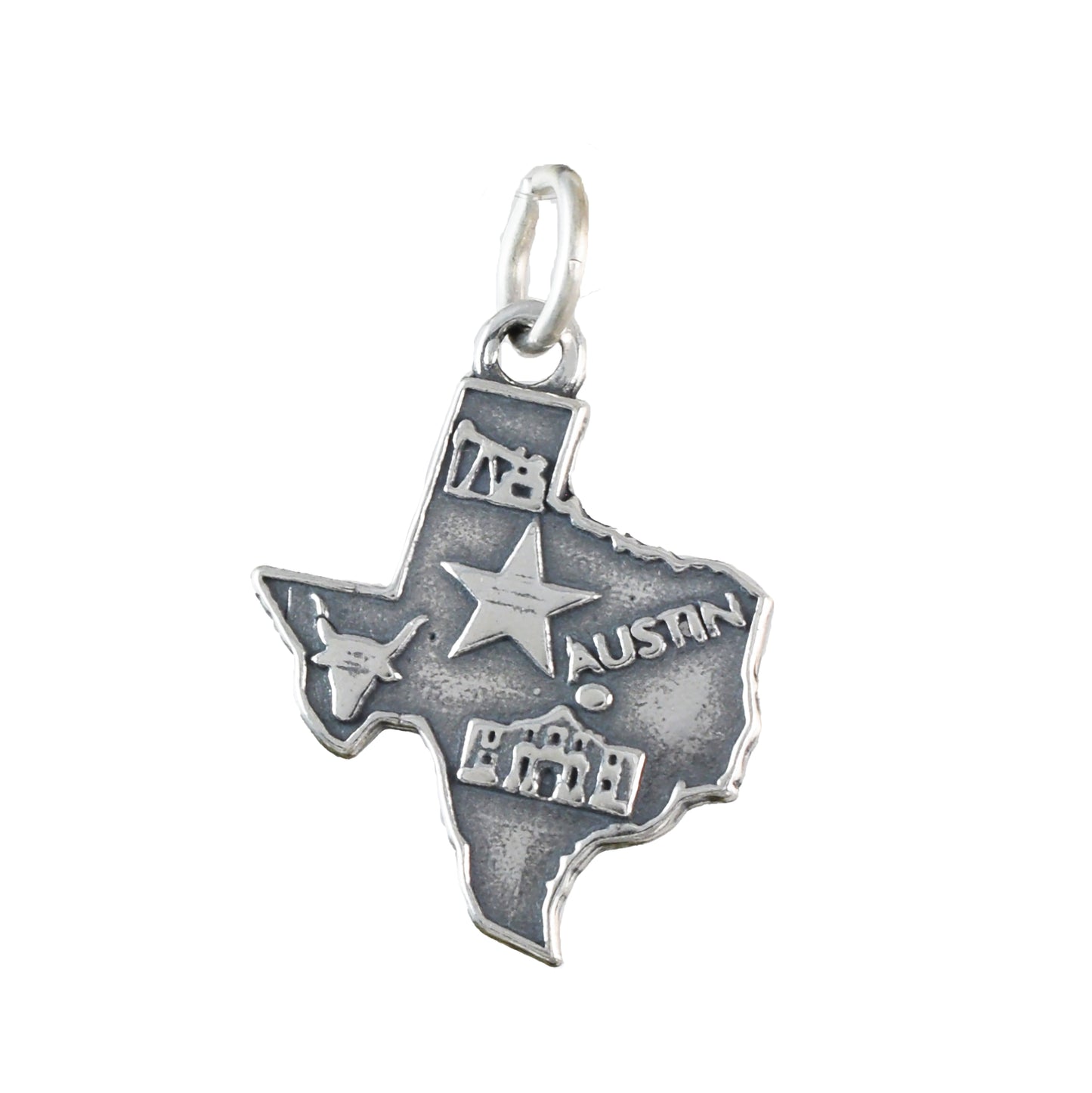Texas State Map Pendant, Sterling Silver Texas State Charm Pendant, N9444 Birthday Mother Wife Mom Gift, Texan Jewelry