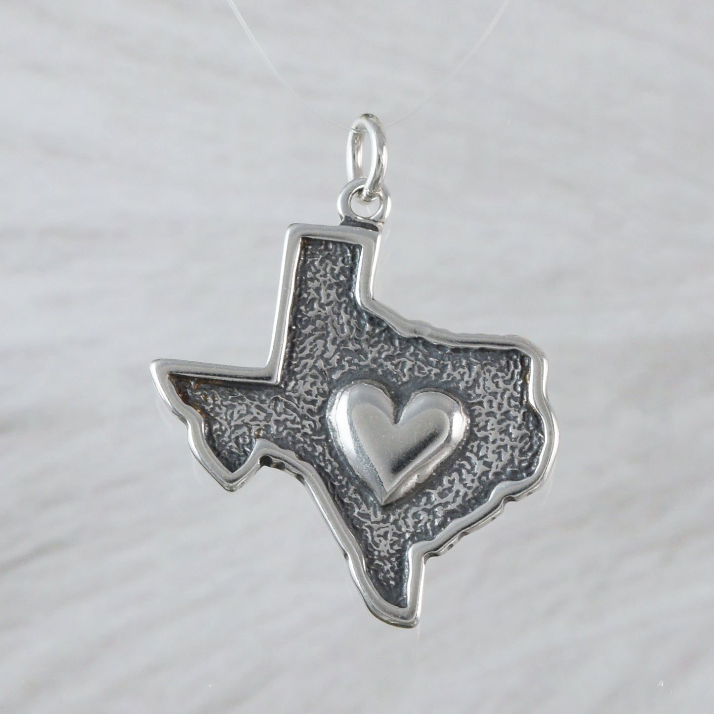 Silver Heart of Texas Pendant, Sterling Silver Heart of Texas Charm Pendant, N9443 Birthday Mother Wife Mom Gift, Texan Jewelry