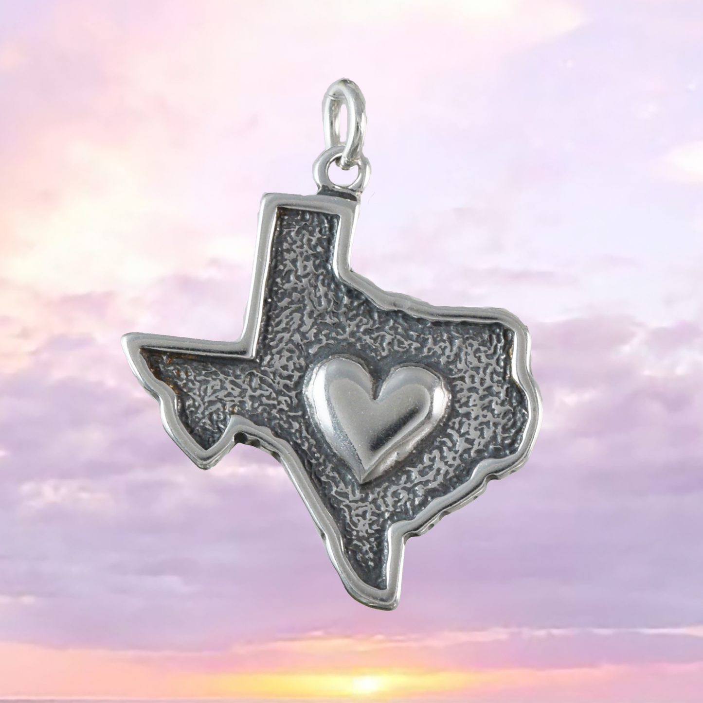 Silver Heart of Texas Pendant, Sterling Silver Heart of Texas Charm Pendant, N9443 Birthday Mother Wife Mom Gift, Texan Jewelry