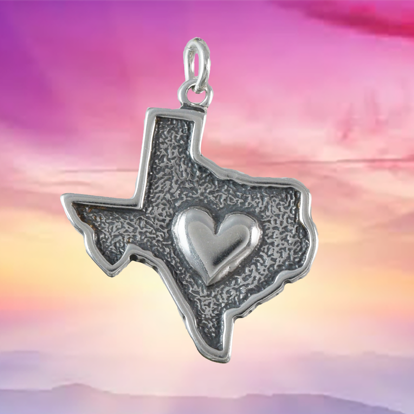 Silver Heart of Texas Pendant, Sterling Silver Heart of Texas Charm Pendant, N9443 Birthday Mother Wife Mom Gift, Texan Jewelry