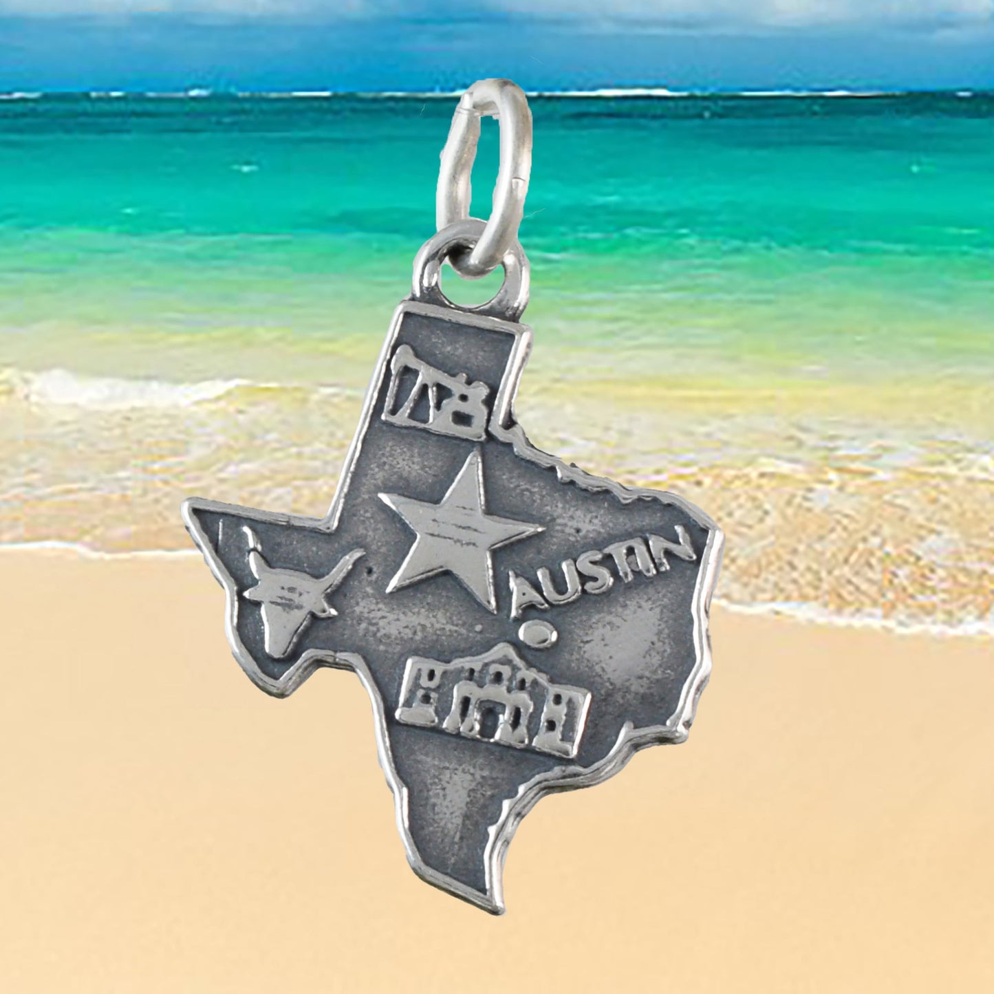 Texas State Map Pendant, Sterling Silver Texas State Charm Pendant, N9444 Birthday Mother Wife Mom Gift, Texan Jewelry