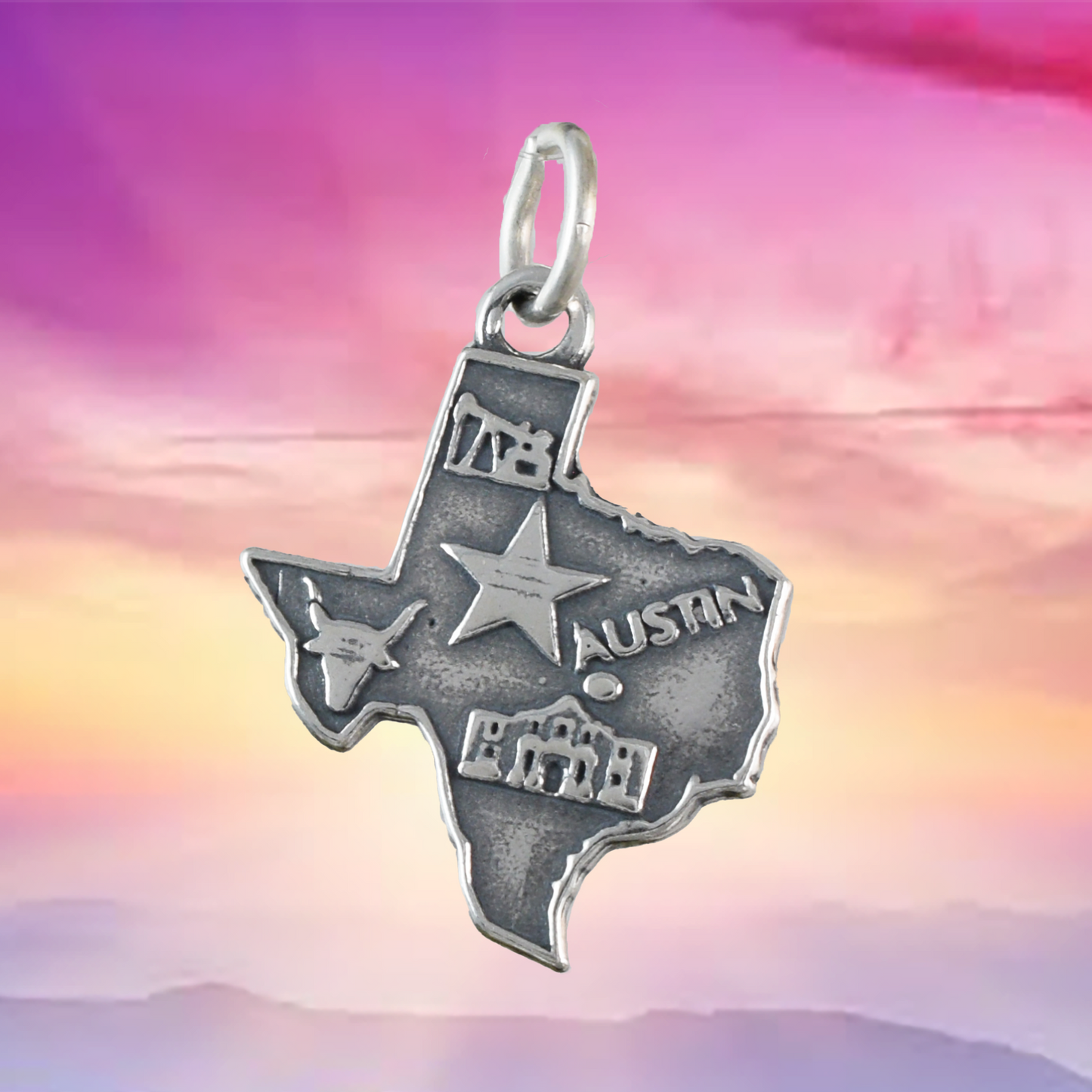 Texas State Map Pendant, Sterling Silver Texas State Charm Pendant, N9444 Birthday Mother Wife Mom Gift, Texan Jewelry