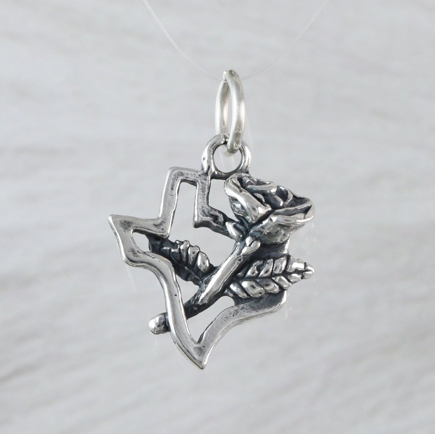 Yellow Rose Texas State Map Pendant, Sterling Silver Yellow Rose Texas State Charm Pendant, N9445 Birthday Mother Gift, Texan Jewelry