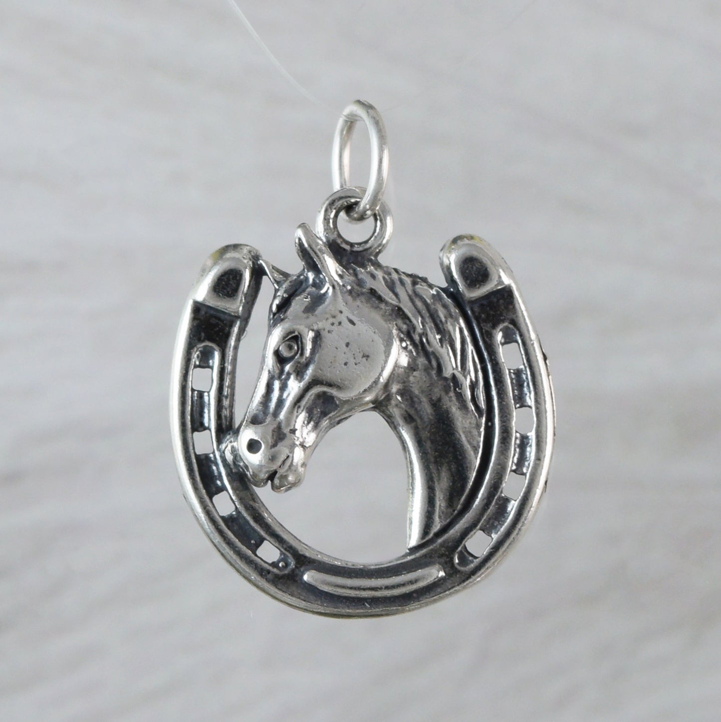 Texan Horse on Horseshoe Pendant, Sterling Silver Horseshoe Pendant, N9448 Birthday Mother Wife Mom Gift, Texan Jewelry