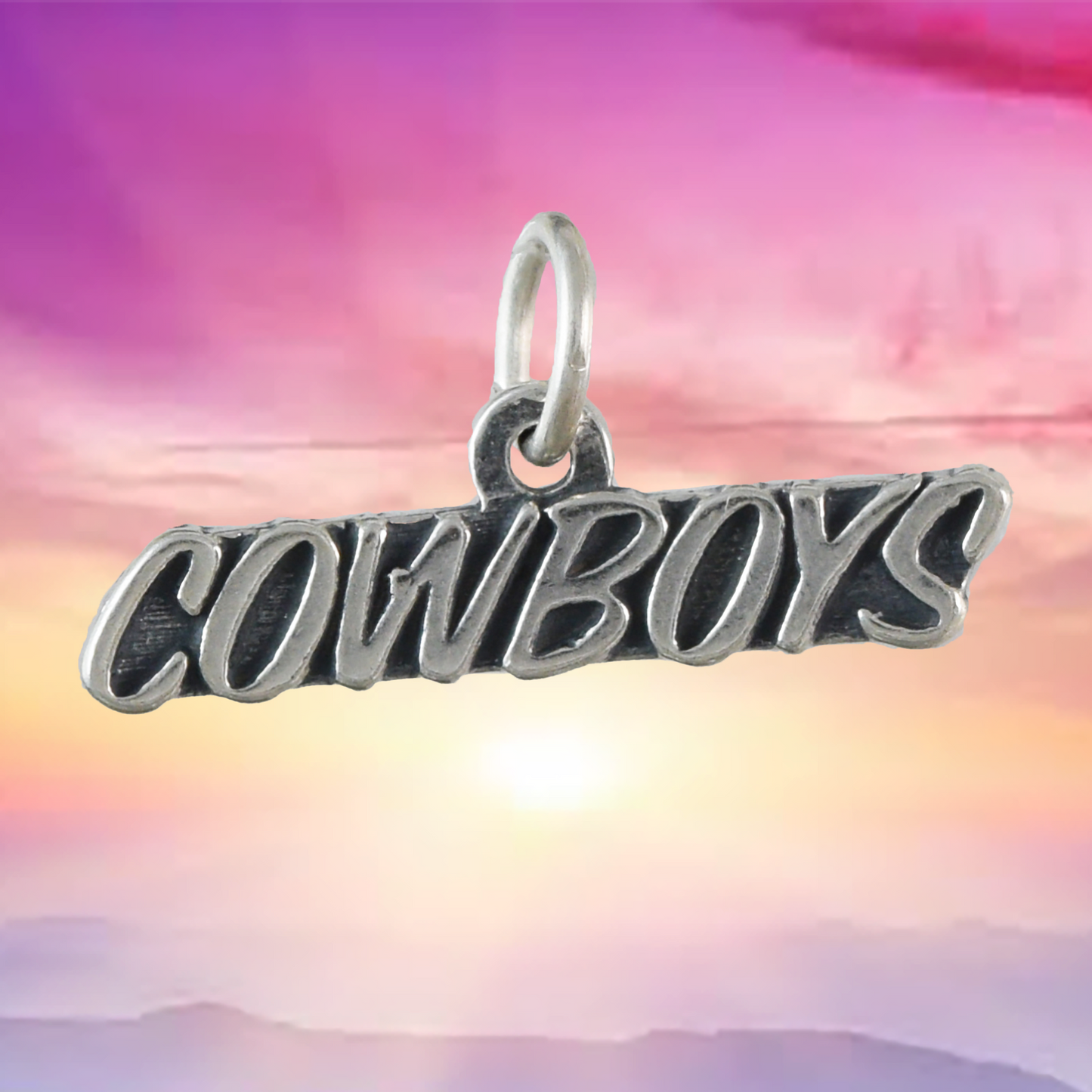 Texan Cowboys Pendant, Sterling Silver Cowboys Charm Pendant, N9450 Birthday Mother Gift, Texan Jewelry