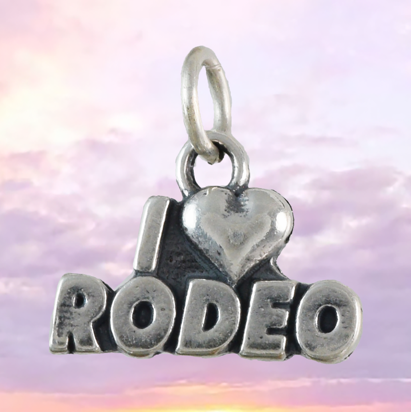 Texan I Love Rodeo Pendant, Sterling Silver I Love Rodeo Charm Pendant, N9451 Birthday Mother Gift, Texan Jewelry