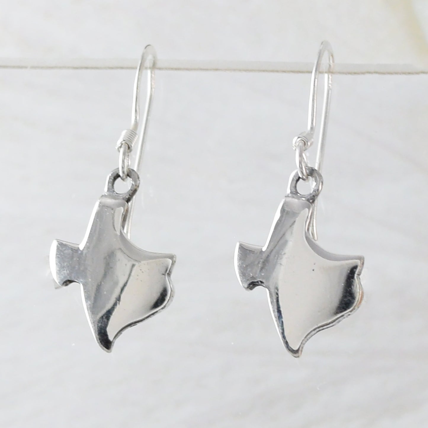 Texas Map Earrings, Sterling Silver Map of Texas Dangle Earrings, E9456 Birthday Mother Gift, Texan Jewelry