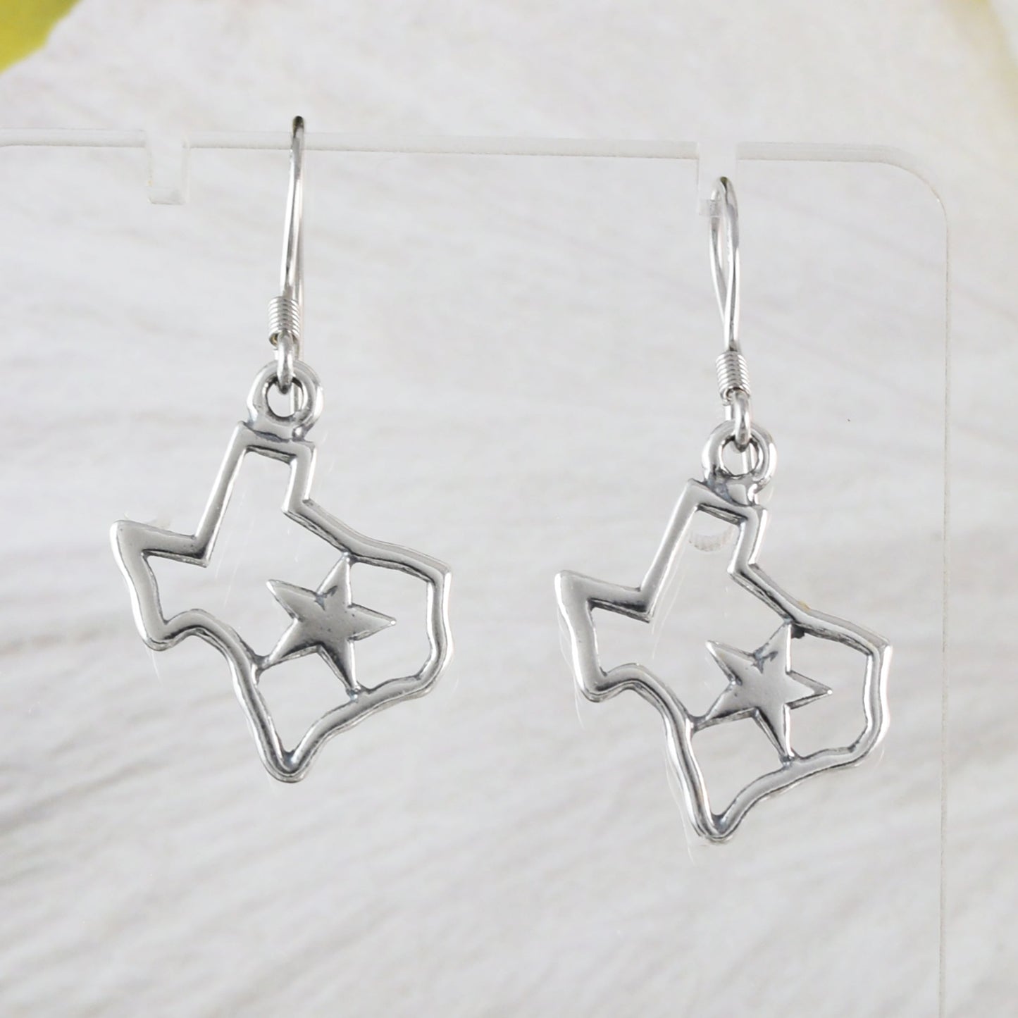 Texas Star Earrings, Sterling Silver Map of Texas Dangle Earrings, E9458 Birthday Mother Gift, Texan Jewelry