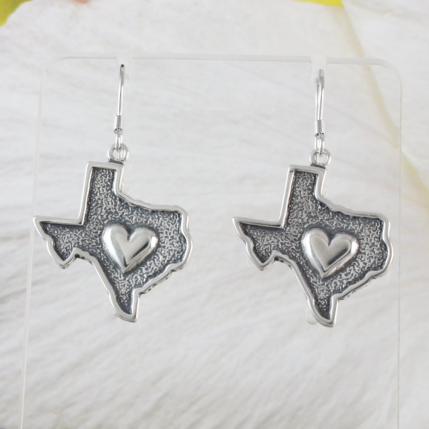 Large Heart of Texas Earrings, Sterling Silver Heart of Texas Dangle Earrings, E9459 Birthday Mother Gift, Texan Jewelry
