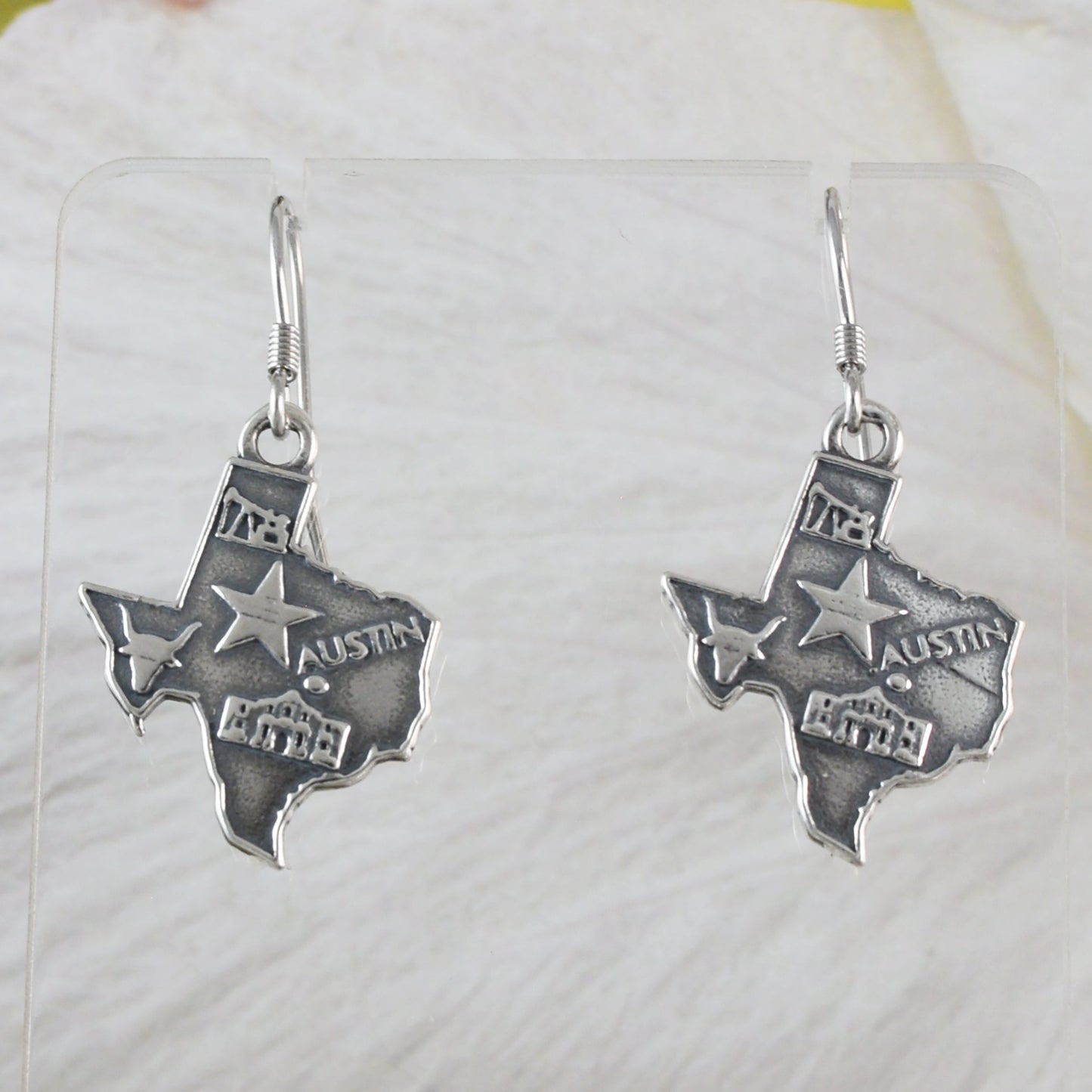Map of Texas Earrings, Sterling Silver Texas State Map Dangle Earrings, E9460 Birthday Mother Gift, Texan Jewelry