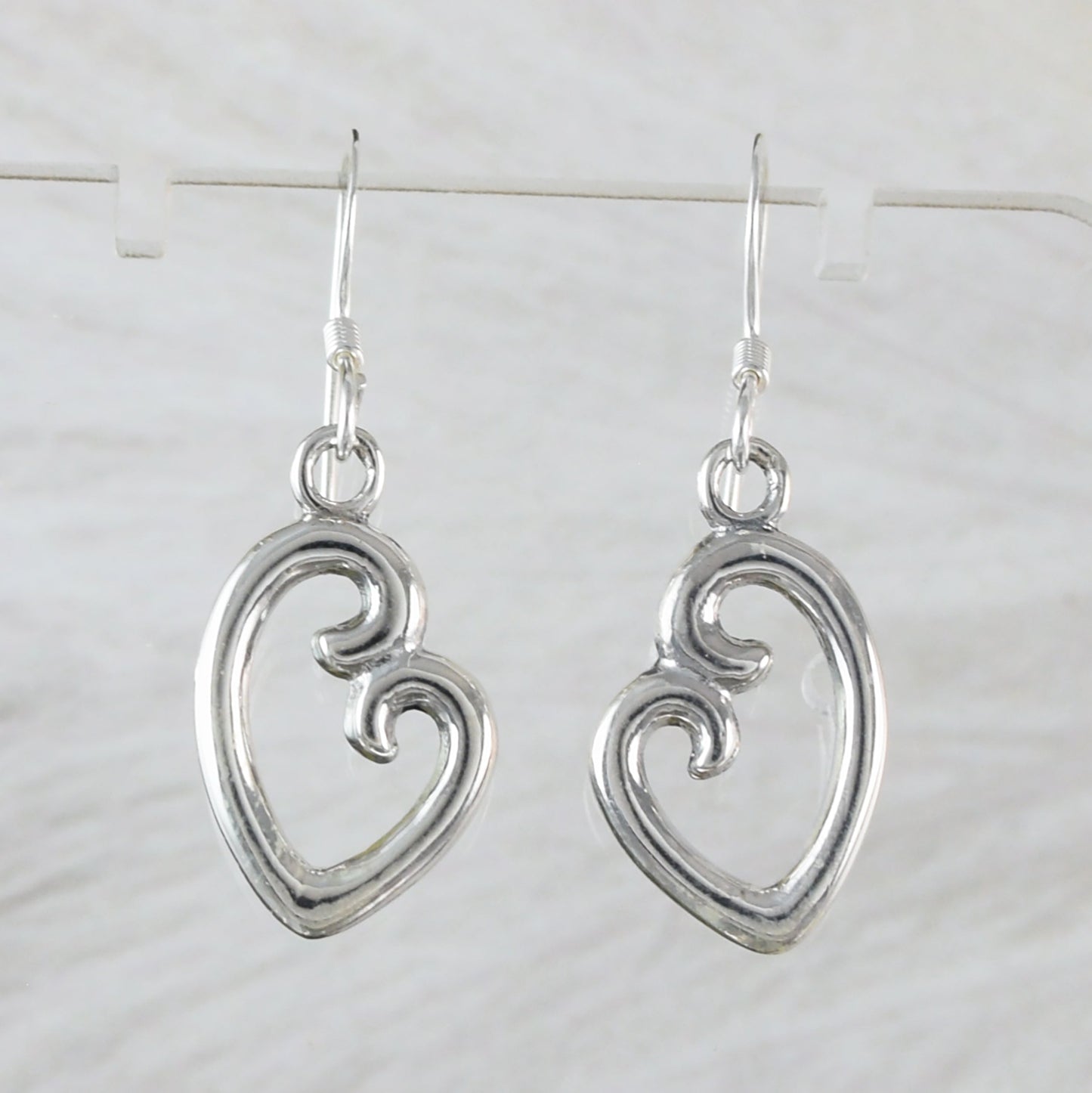 Texan Heart Earrings, Sterling Silver Texan Heart Dangle Earrings, E9463 Birthday Mother Gift, Texan Jewelry
