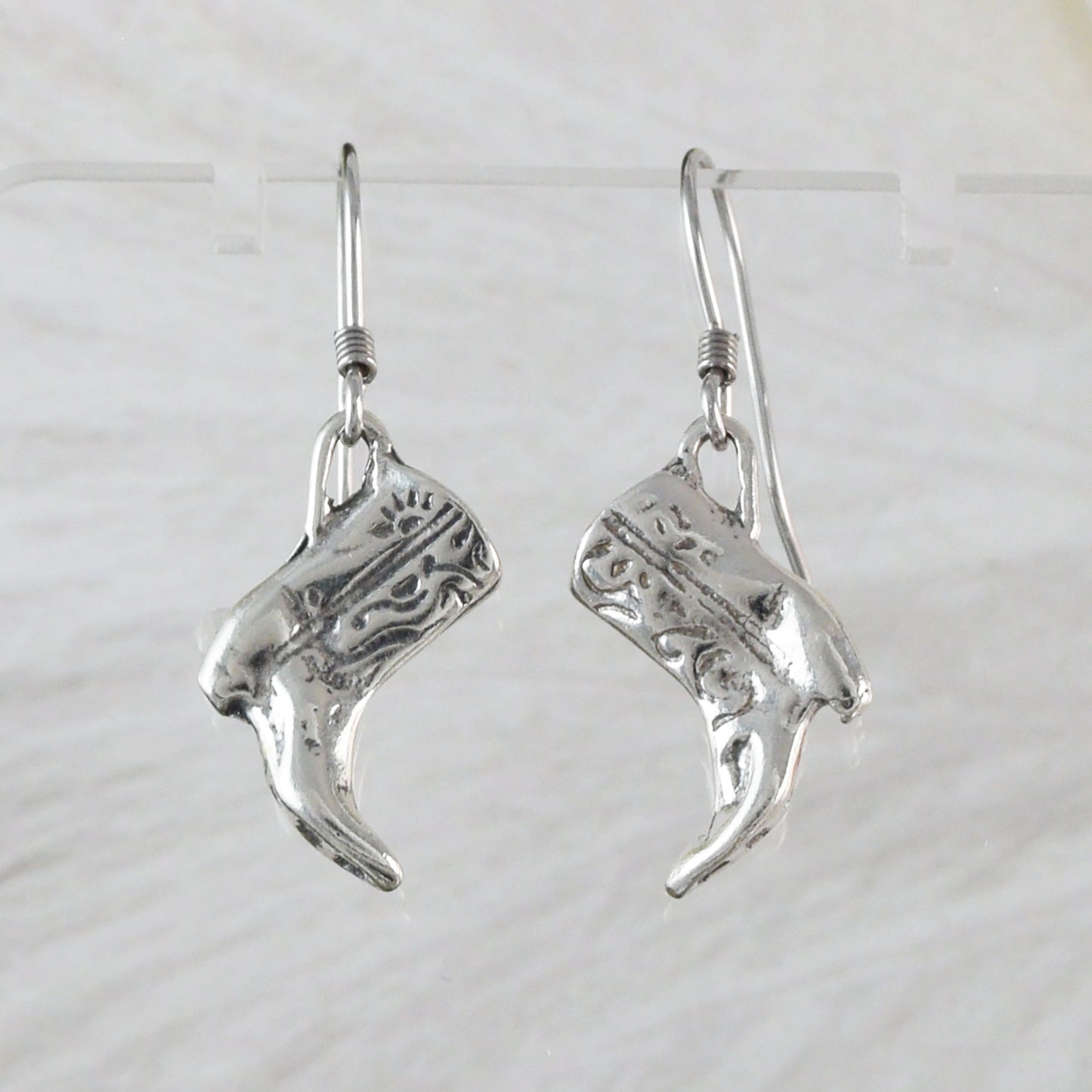 Texan 3D Cowgirl Boot Earrings, Sterling Silver Cowgirl Boot Dangle Earrings, E9464 Birthday Mother Gift, Texan Jewelry