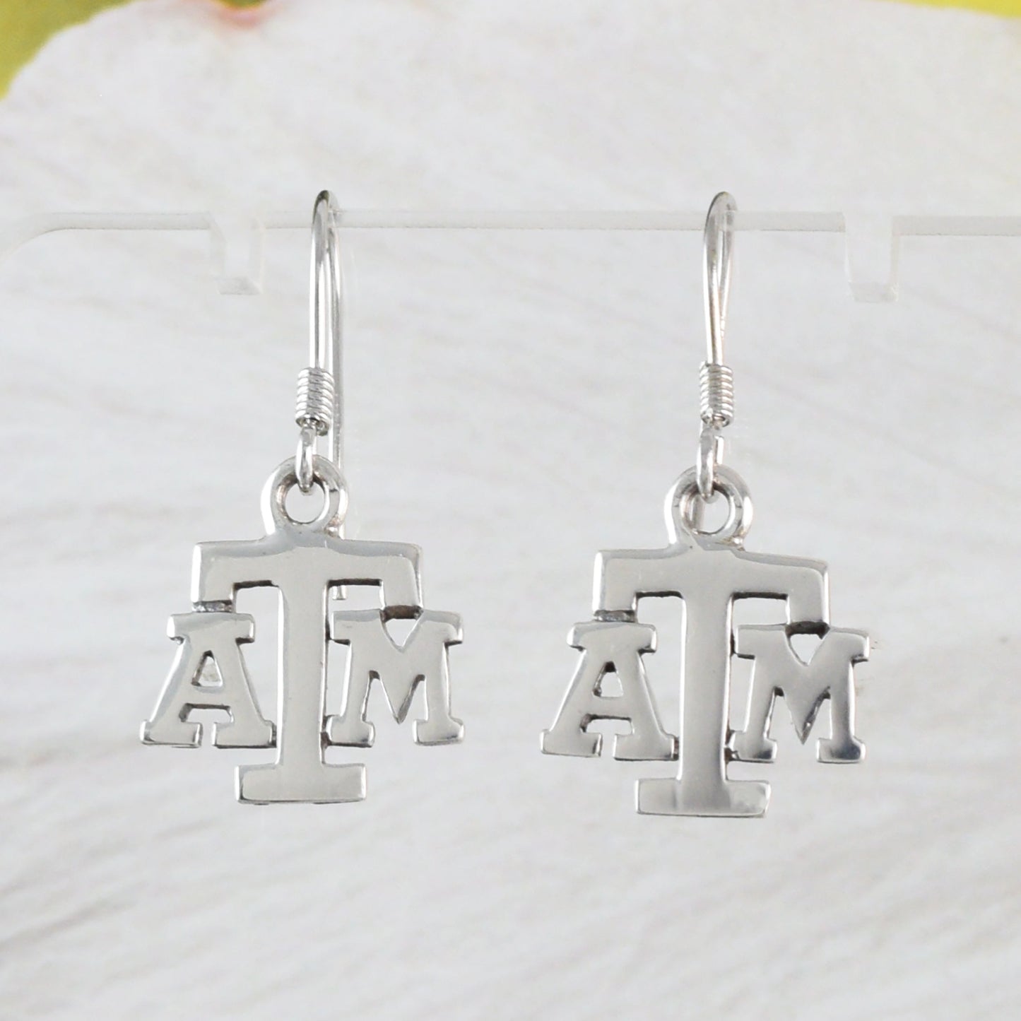 Texas A & M Earrings, Sterling Silver Texas A & M Dangle Earrings, E9465 Birthday Mother Gift, Texan Jewelry