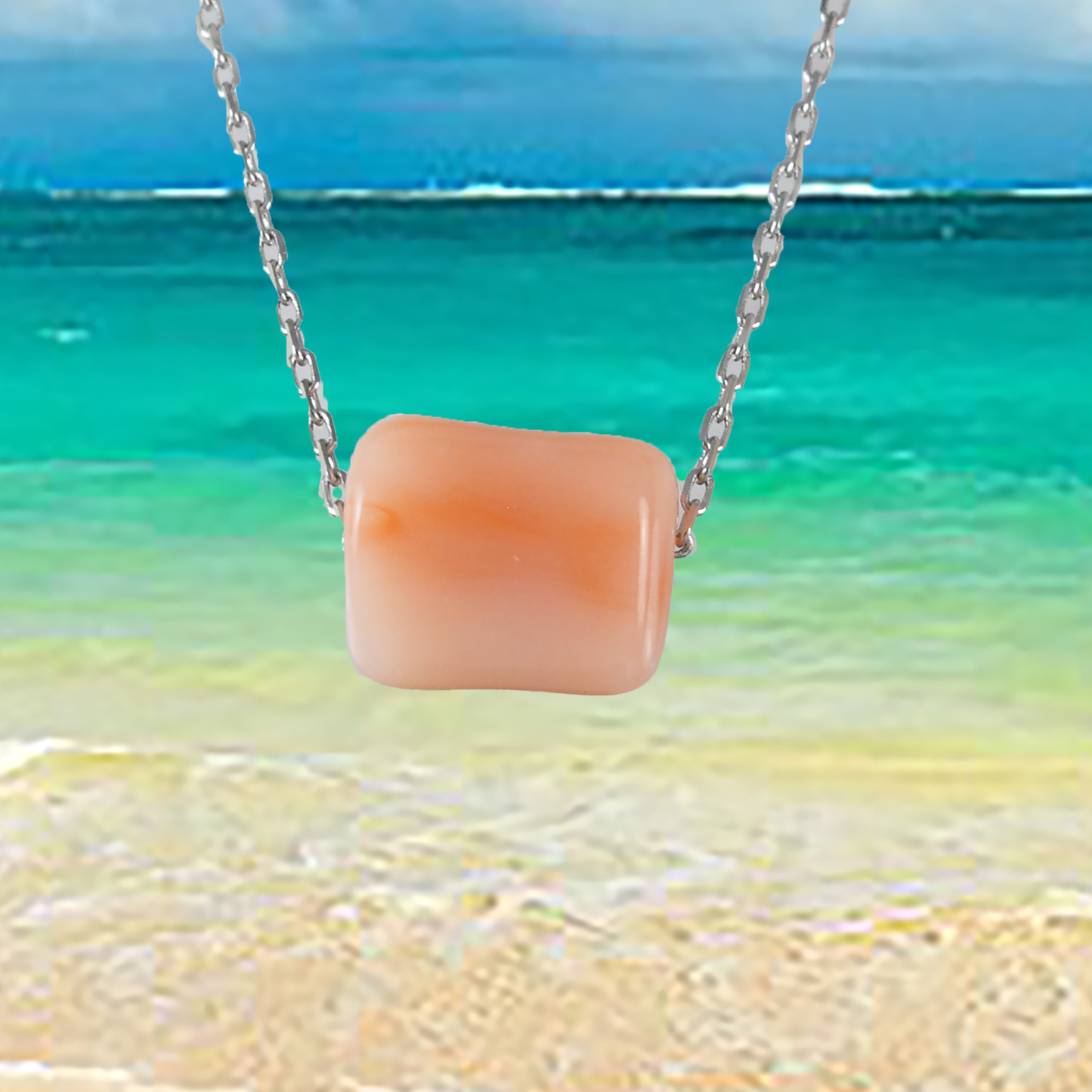 Genuine Pink Coral Necklace in Adjustable Sterling Silver Chain, N9502 - Paradise Treasures Jewelry